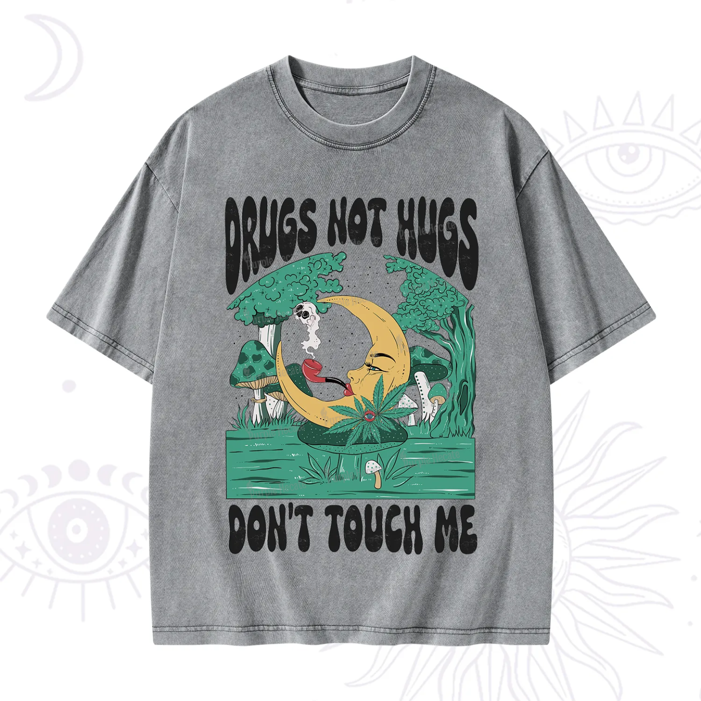 Purplehecate Drugs Not Hugs Don't Touch Me Washed T-Shirt
