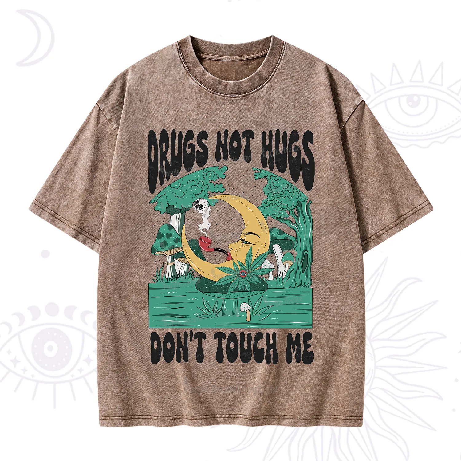Purplehecate Drugs Not Hugs Don't Touch Me Washed T-Shirt