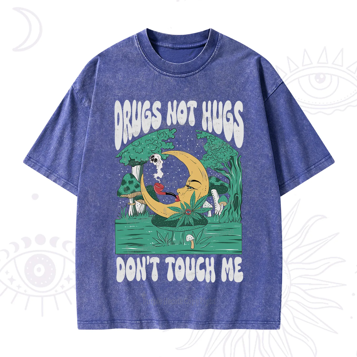 Purplehecate Drugs Not Hugs Don't Touch Me Washed T-Shirt