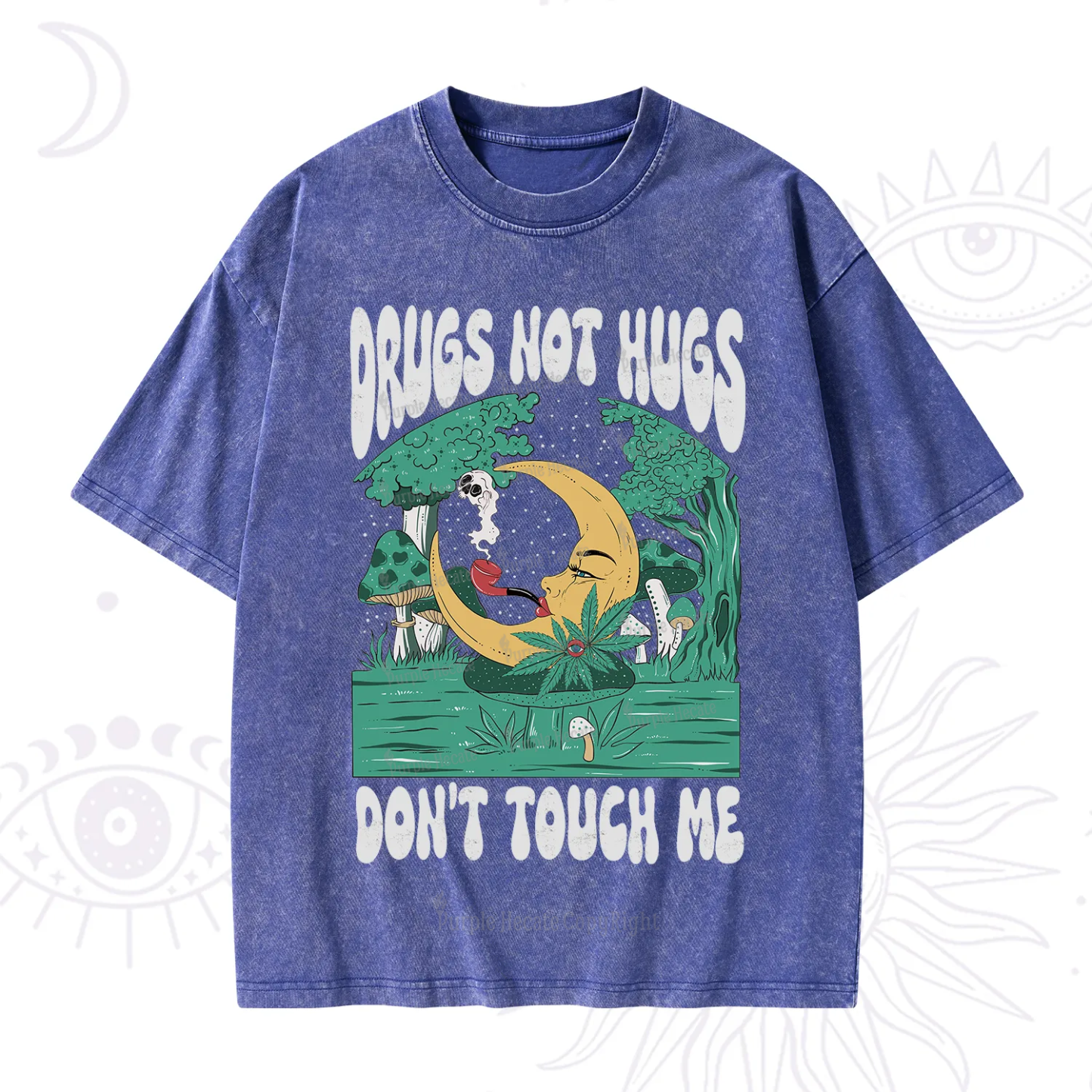 Purplehecate Drugs Not Hugs Don't Touch Me Washed T-Shirt