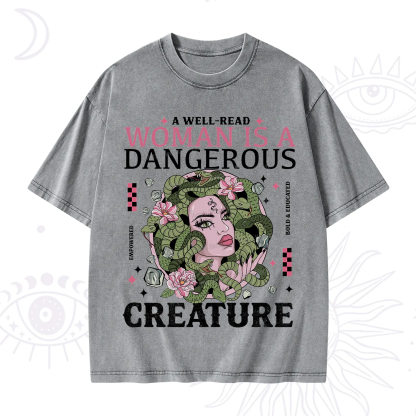 Purplehecate A Well Read Woman Is A Dangerous Washed T-Shirt