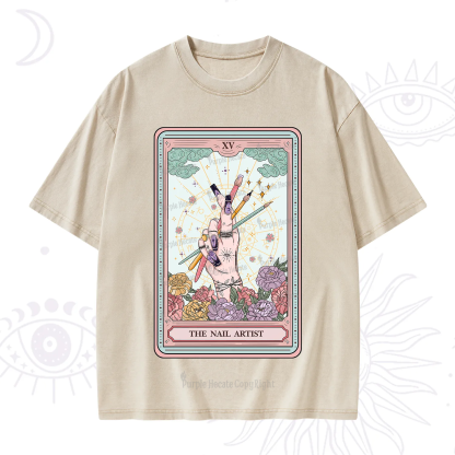 Purplehecate The Enchanted Nail Artist Tarot Card Washed T-Shirt