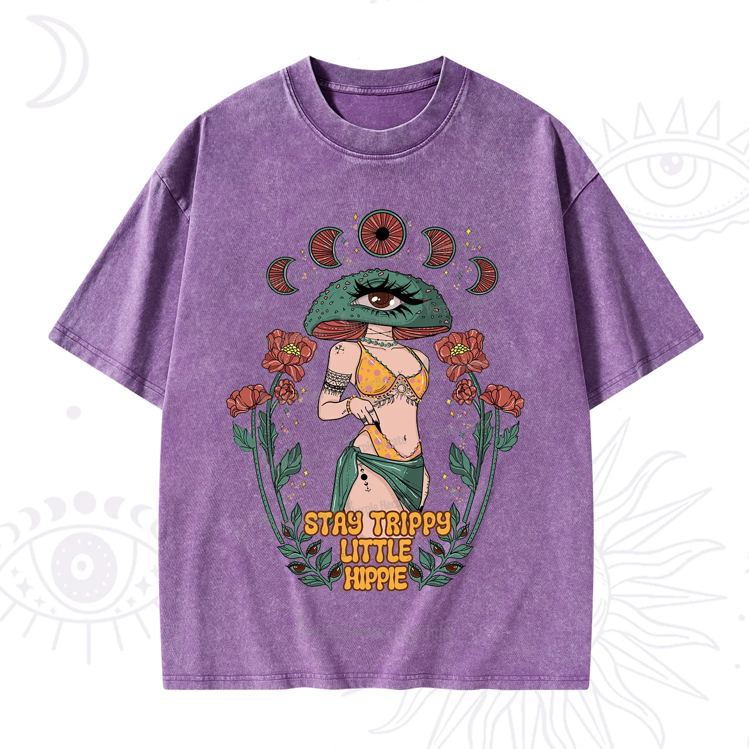 Purplehecate Stay Trippy Little Hippie Washed T-Shirt