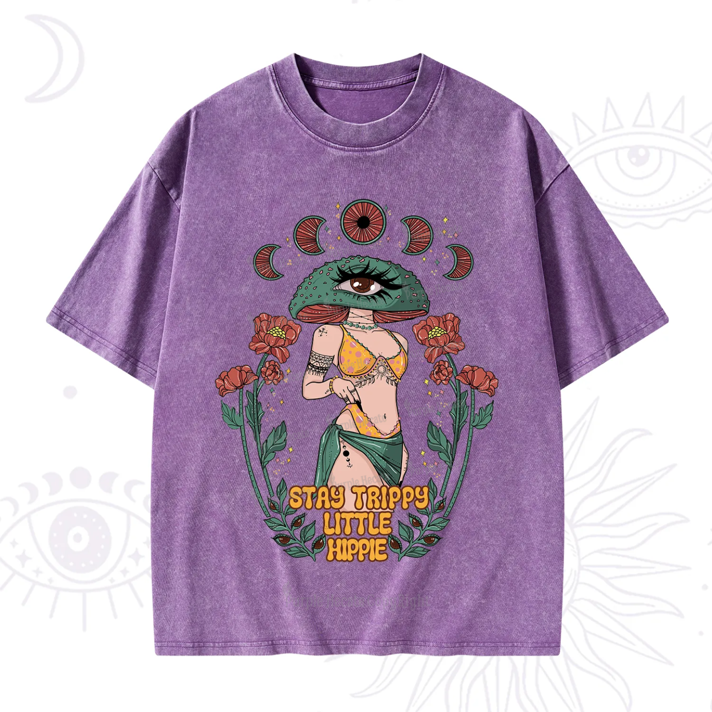 Purplehecate Stay Trippy Little Hippie Washed T-Shirt