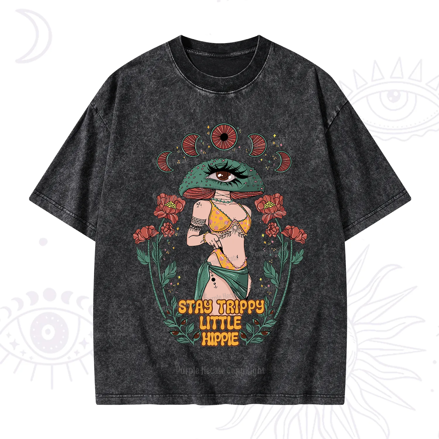 Purplehecate Stay Trippy Little Hippie Washed T-Shirt