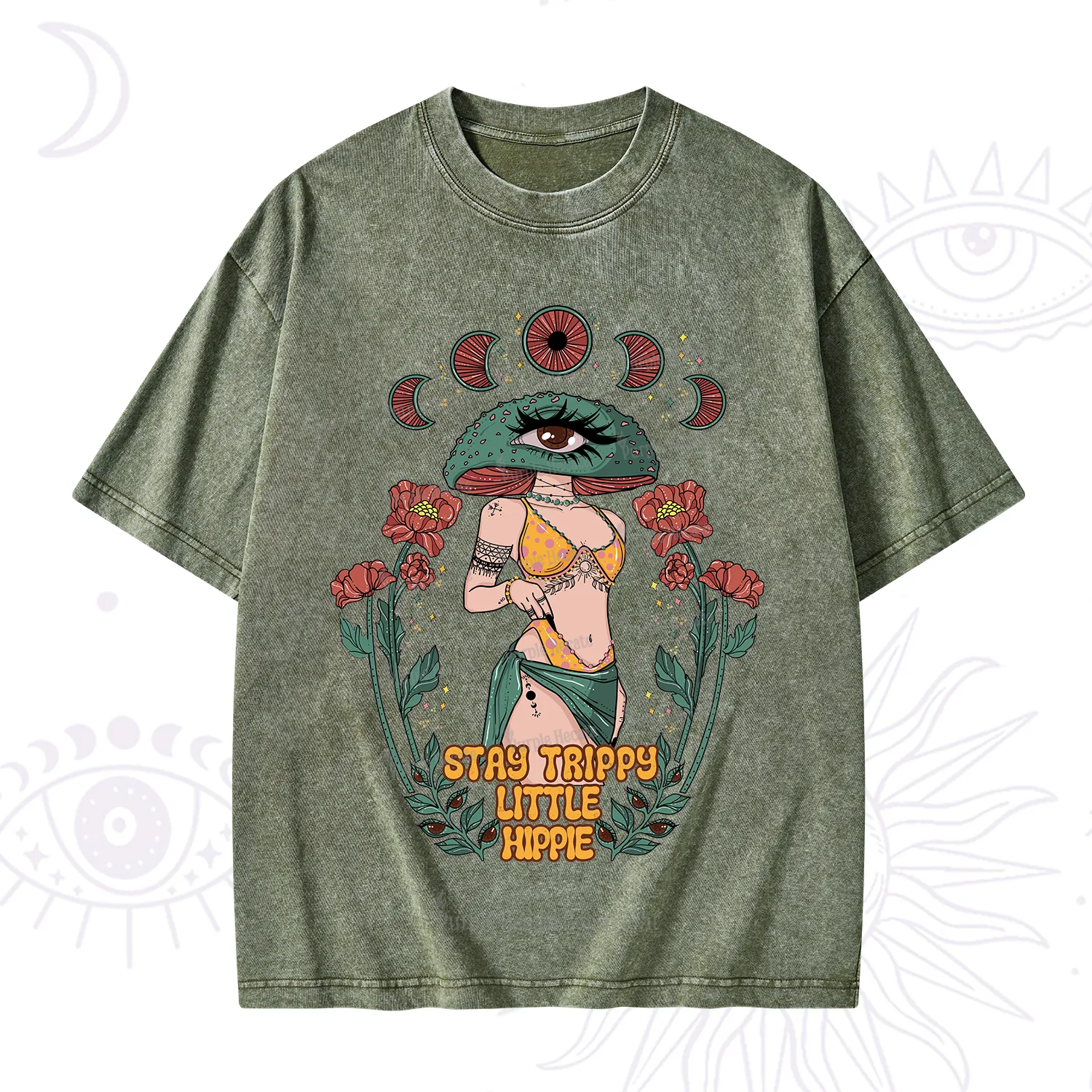 Purplehecate Stay Trippy Little Hippie Washed T-Shirt