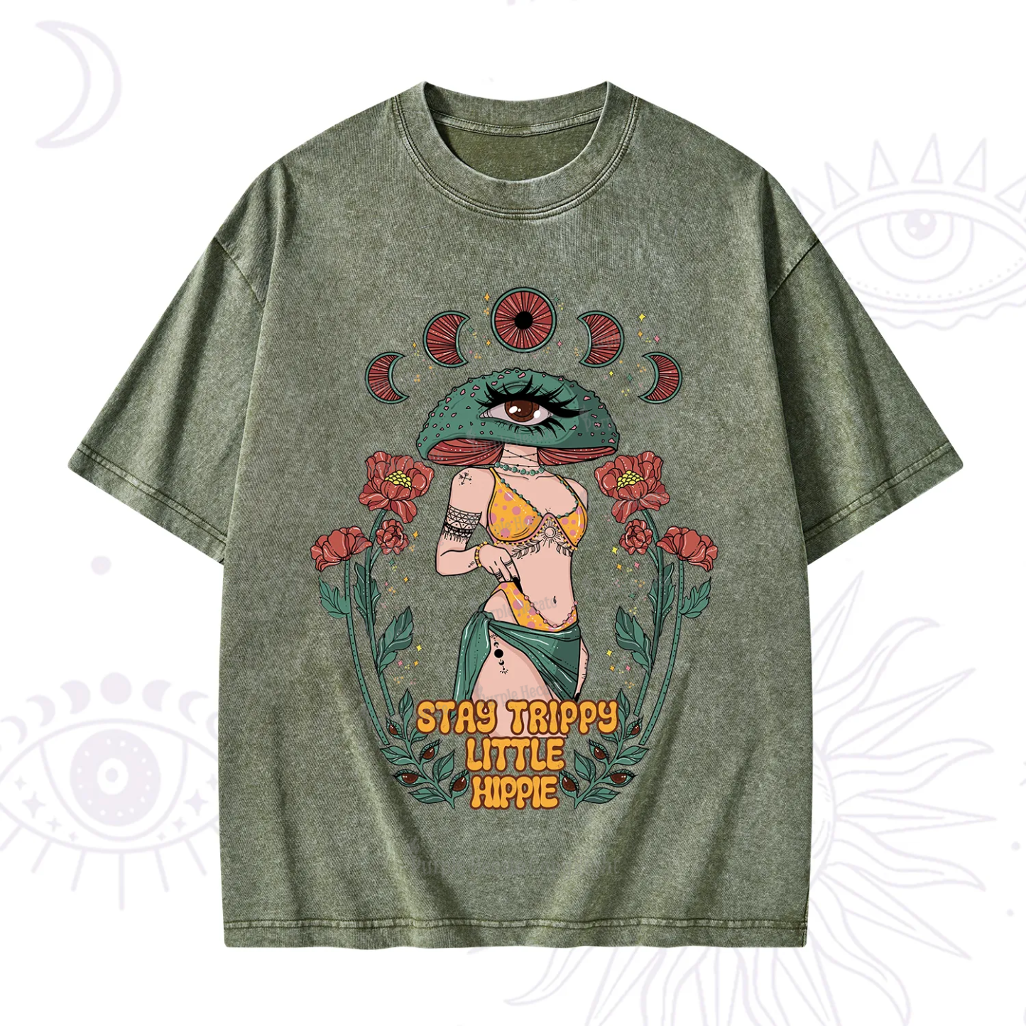 Purplehecate Stay Trippy Little Hippie Washed T-Shirt