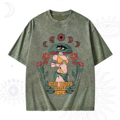 Purplehecate Stay Trippy Little Hippie Washed T-Shirt