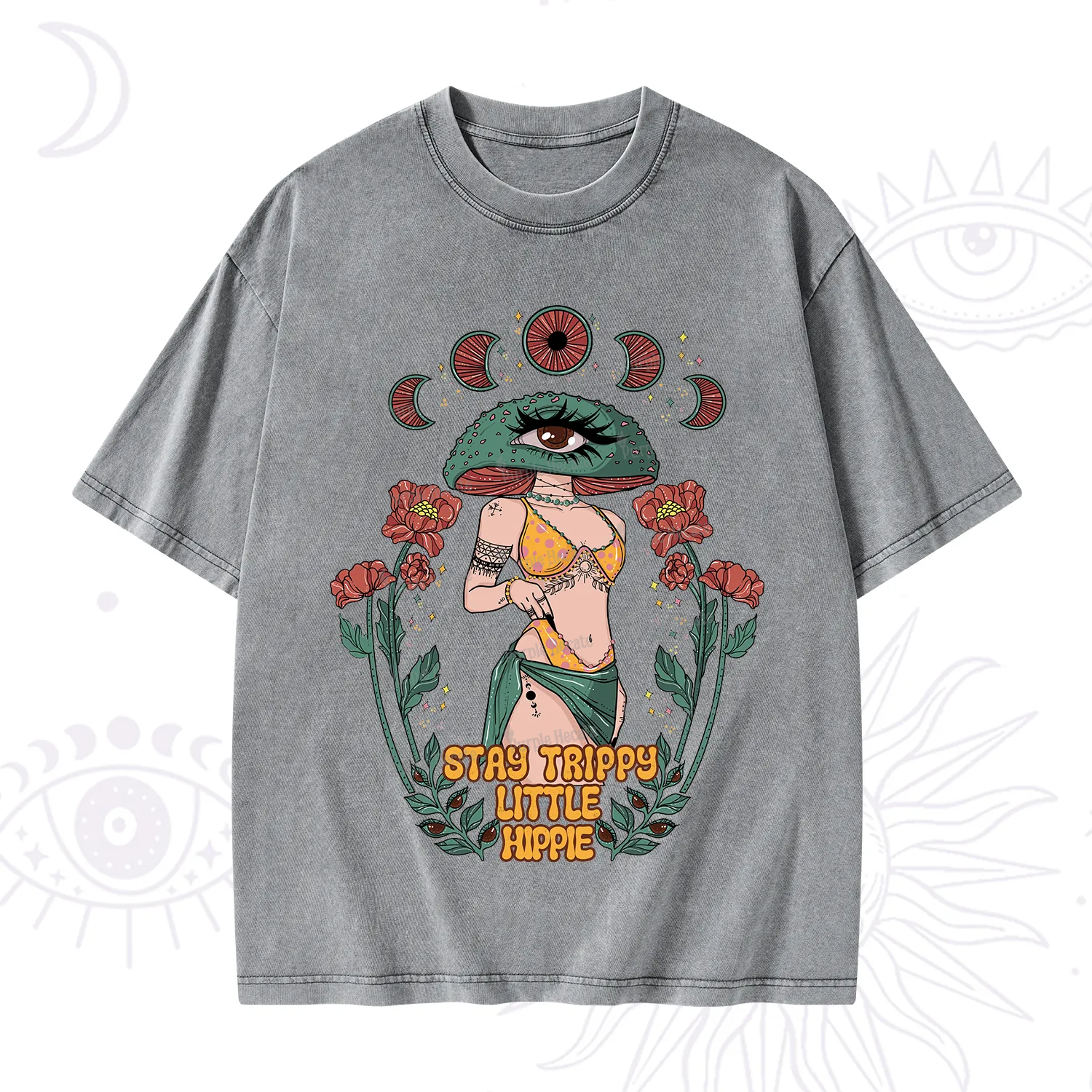 Purplehecate Stay Trippy Little Hippie Washed T-Shirt