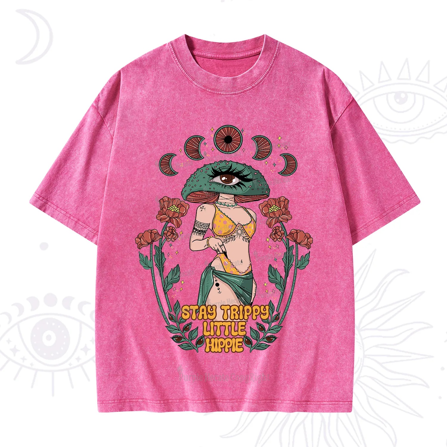 Purplehecate Stay Trippy Little Hippie Washed T-Shirt