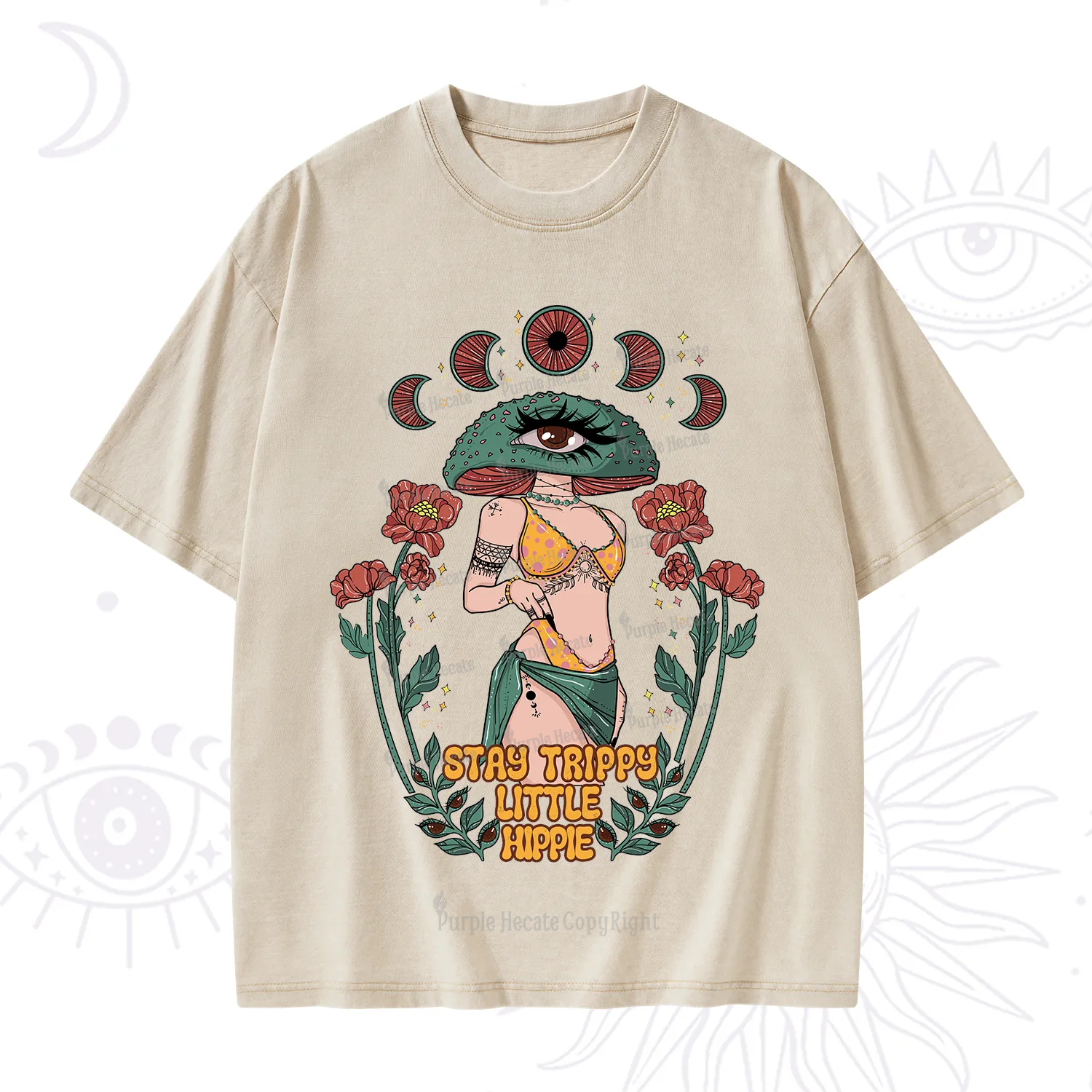 Purplehecate Stay Trippy Little Hippie Washed T-Shirt