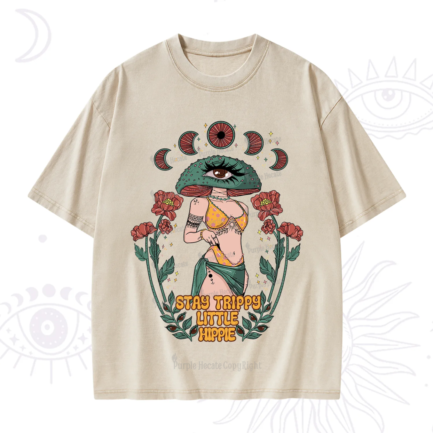 Purplehecate Stay Trippy Little Hippie Washed T-Shirt