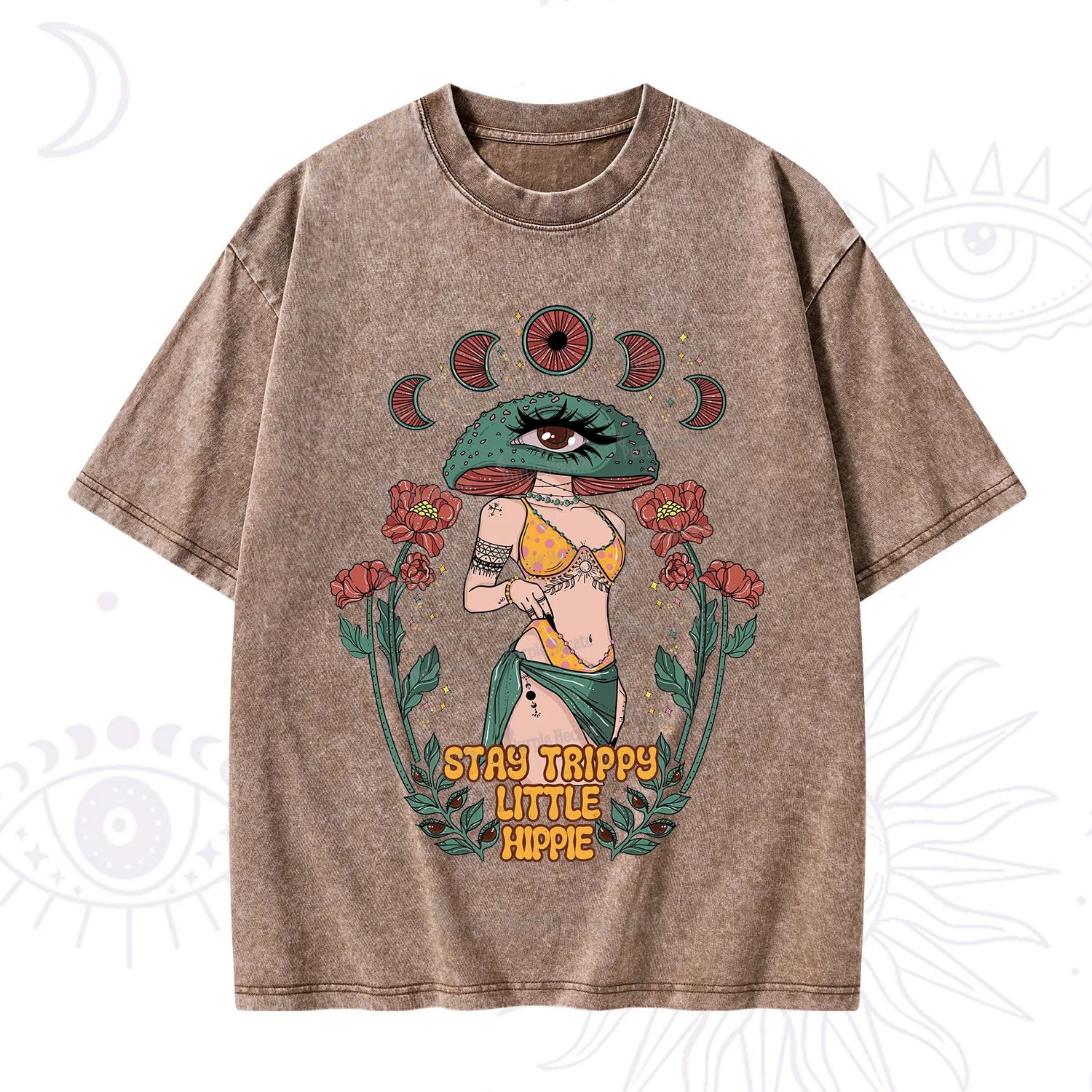 Purplehecate Stay Trippy Little Hippie Washed T-Shirt