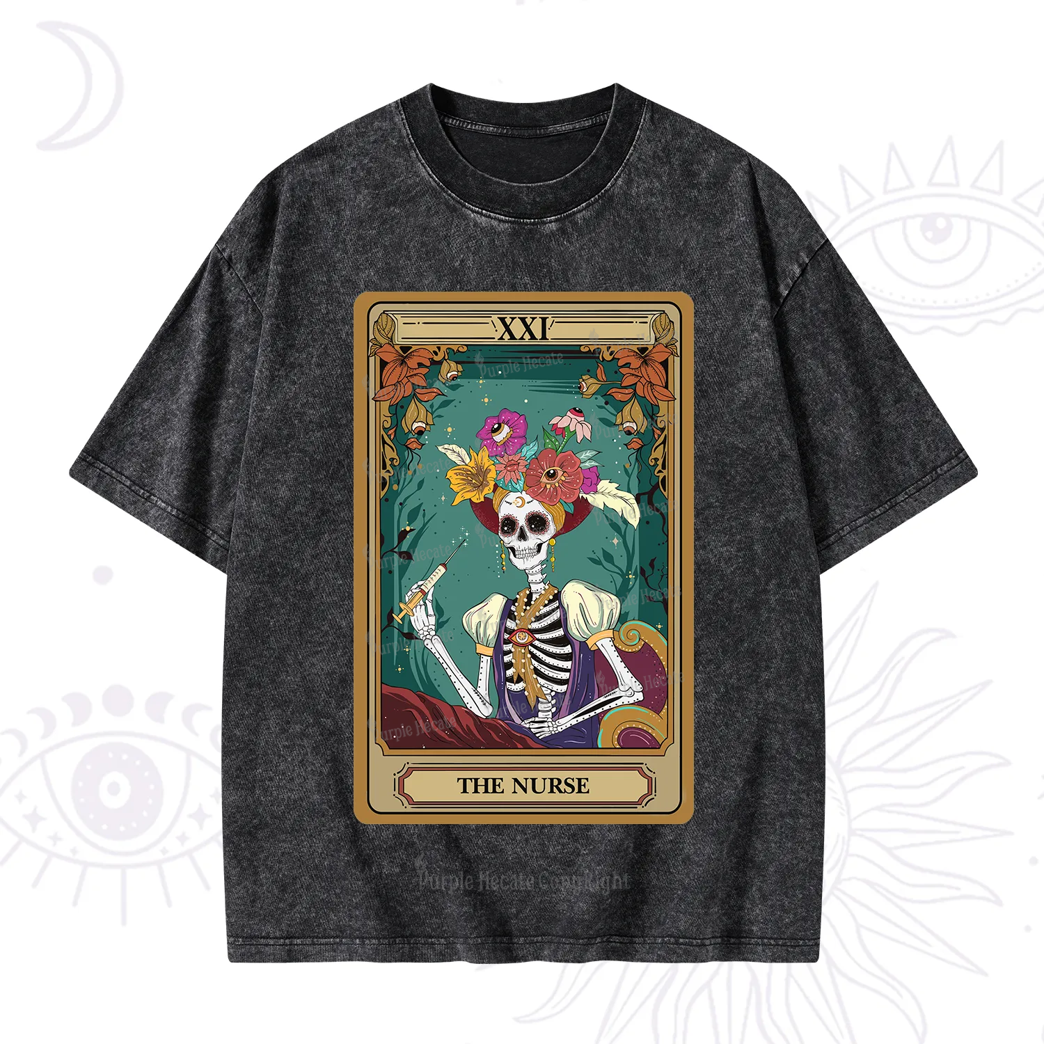 Purplehecate The Nurse Funny Tarot Card Washed T-Shirt