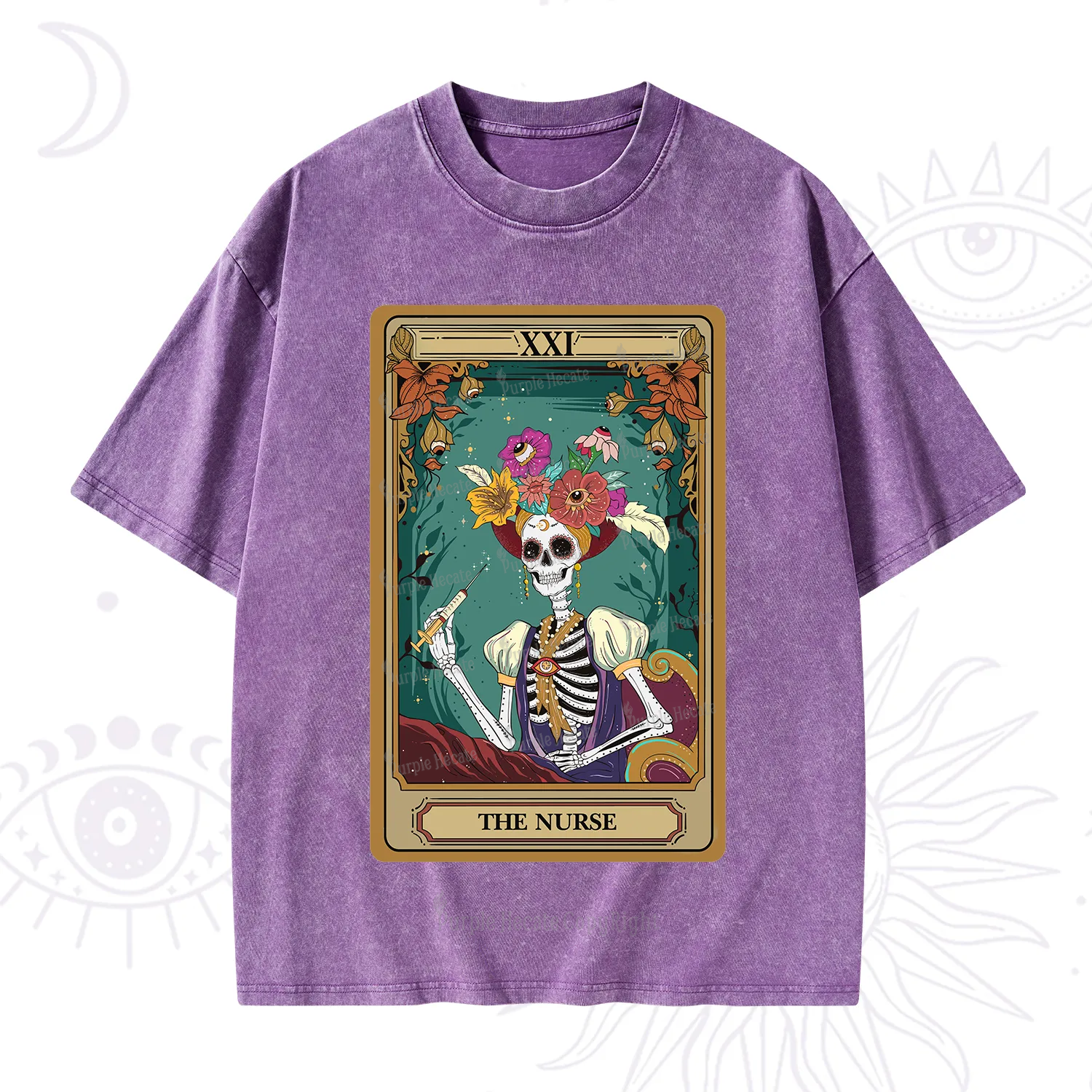 Purplehecate The Nurse Funny Tarot Card Washed T-Shirt