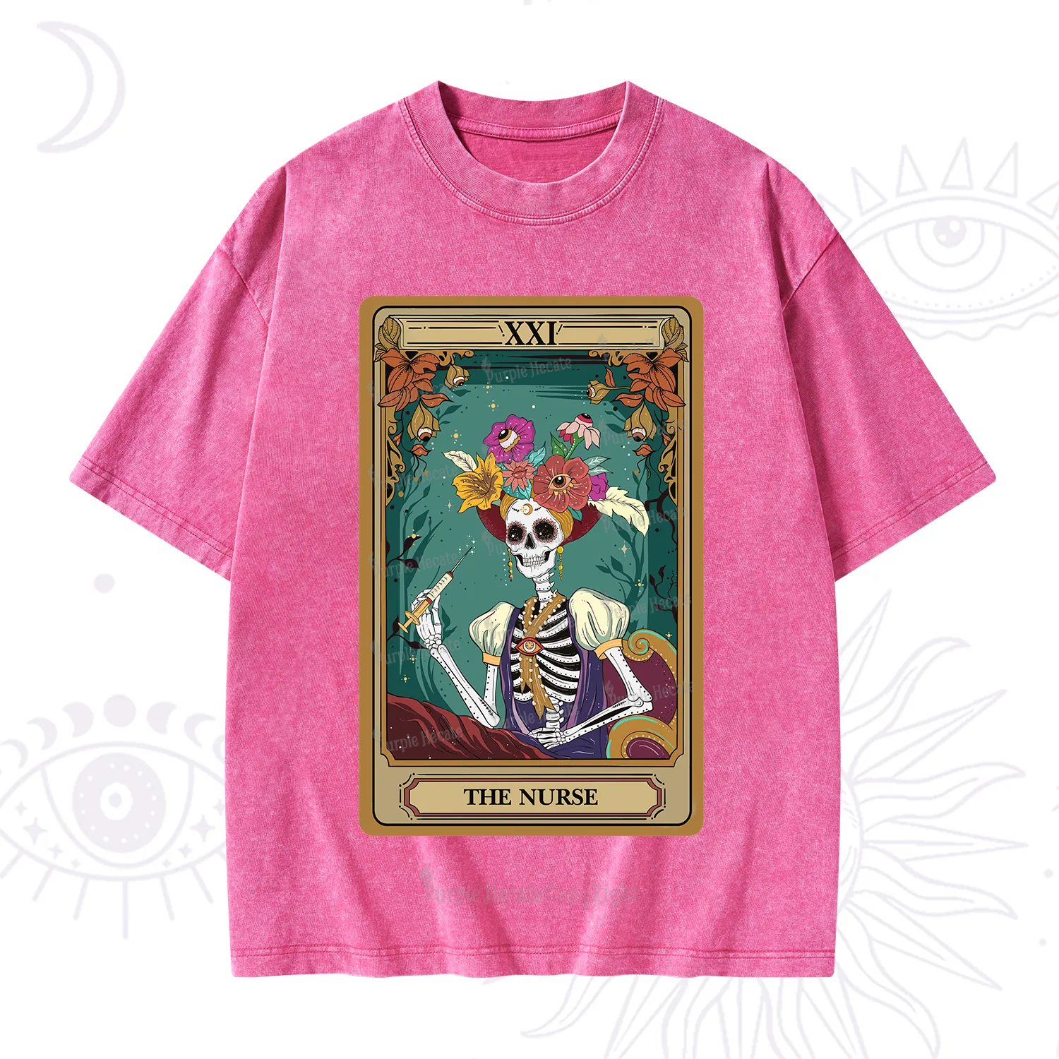Purplehecate The Nurse Funny Tarot Card Washed T-Shirt