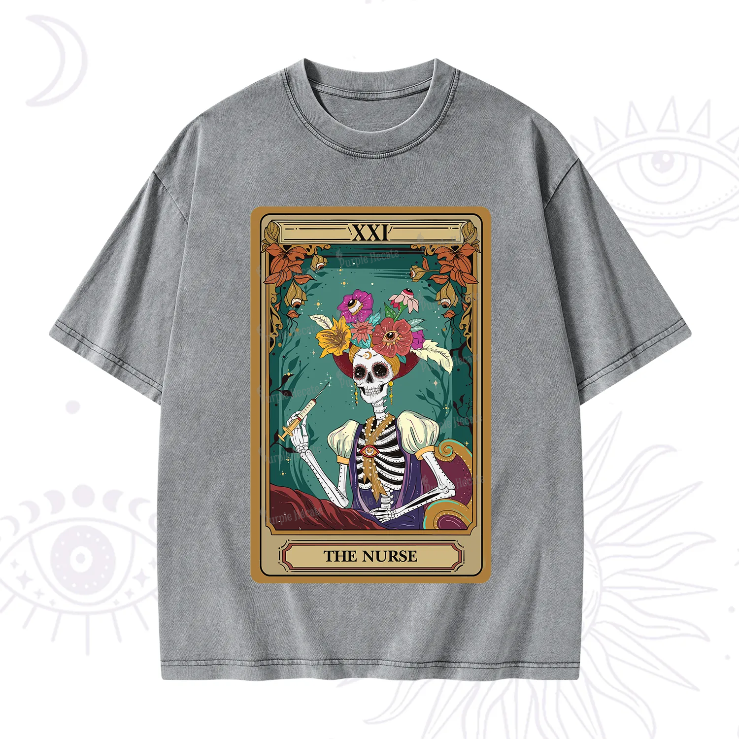 Purplehecate The Nurse Funny Tarot Card Washed T-Shirt