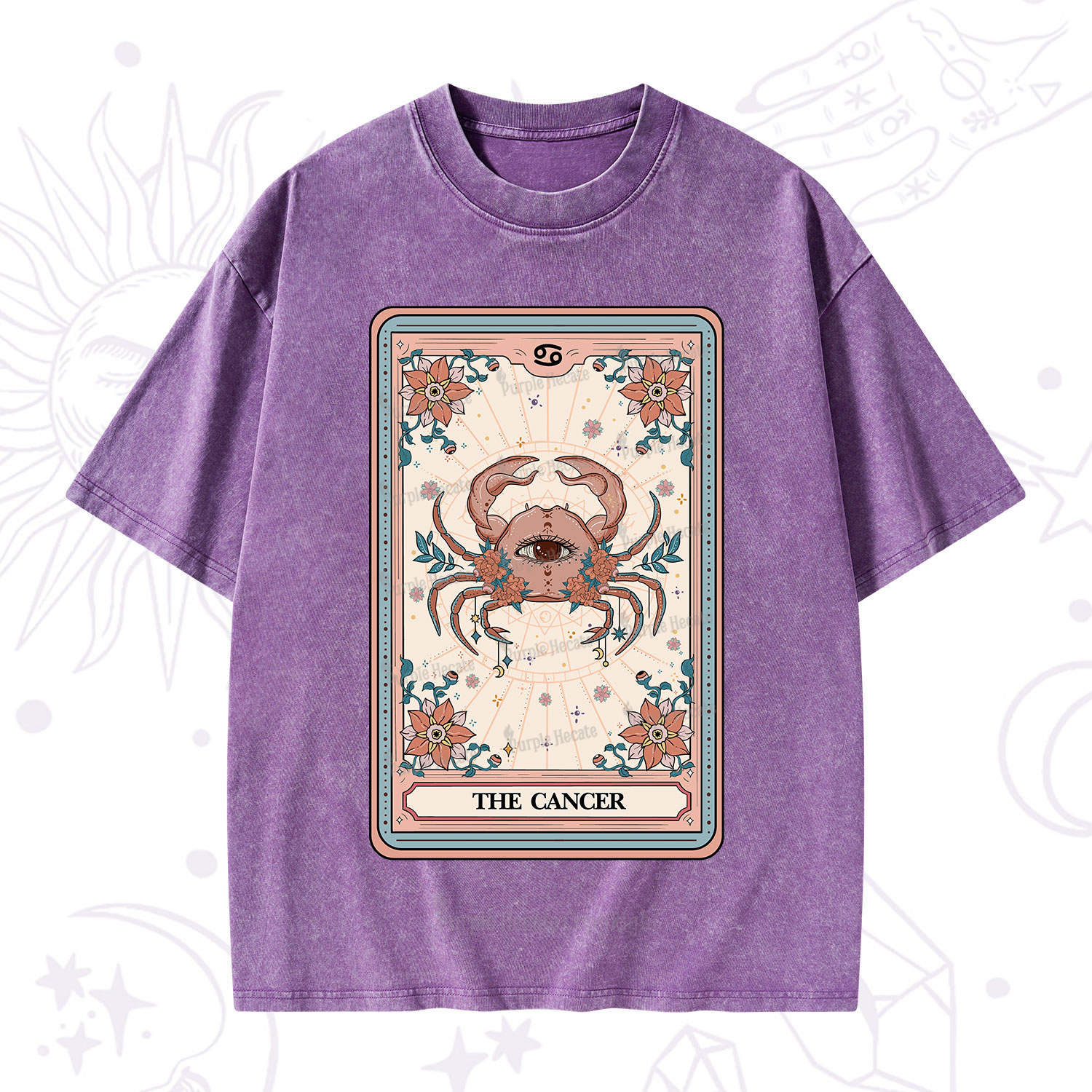 Purplehecate The Cancer Tarot Card Washed T-Shirt