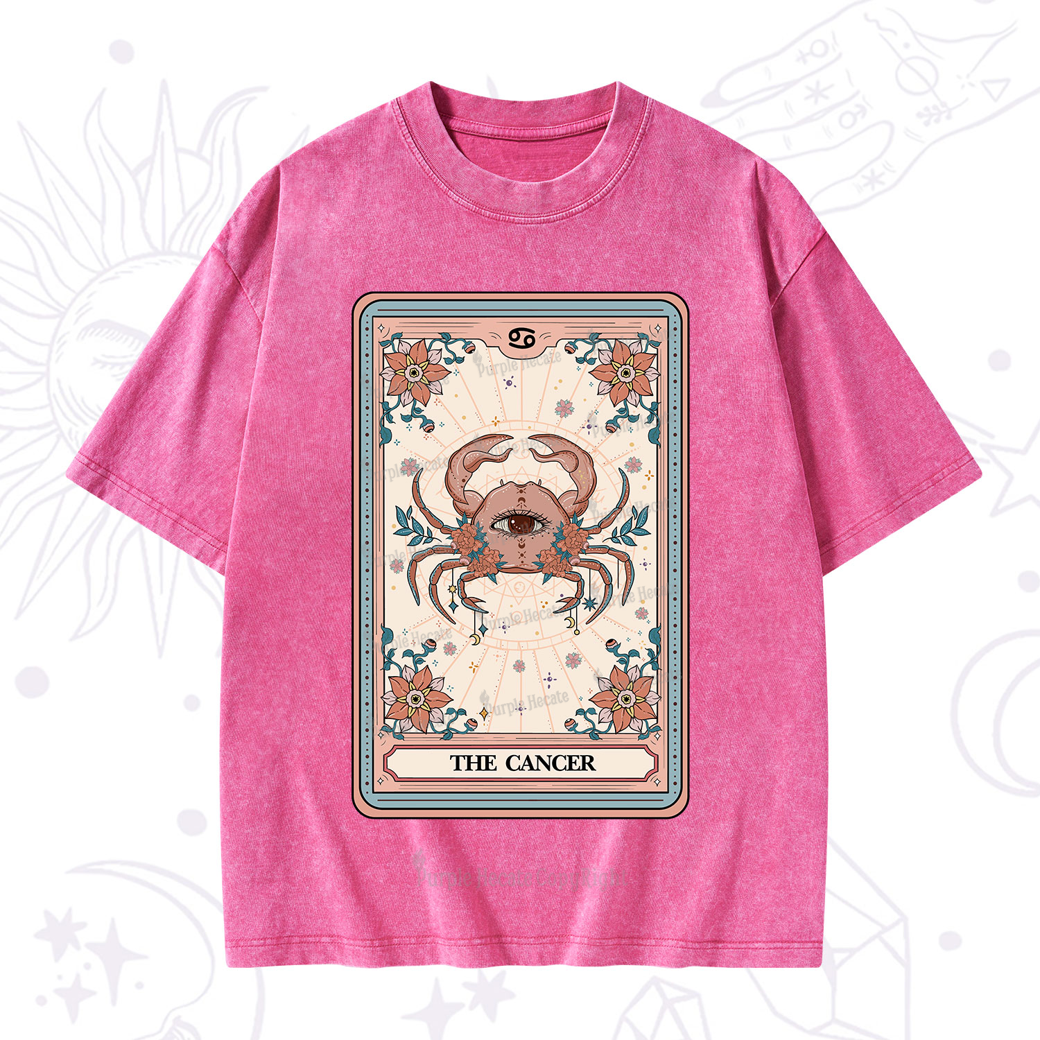 Purplehecate The Cancer Tarot Card Washed T-Shirt