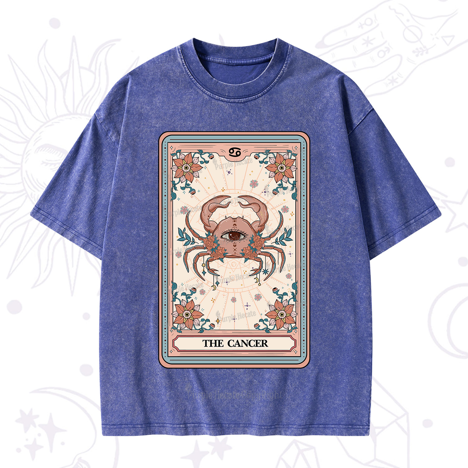 Purplehecate The Cancer Tarot Card Washed T-Shirt