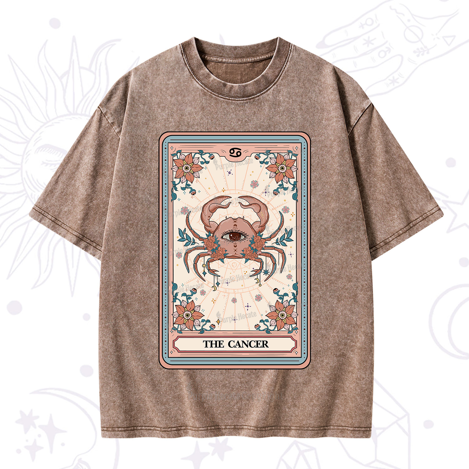 Purplehecate The Cancer Tarot Card Washed T-Shirt