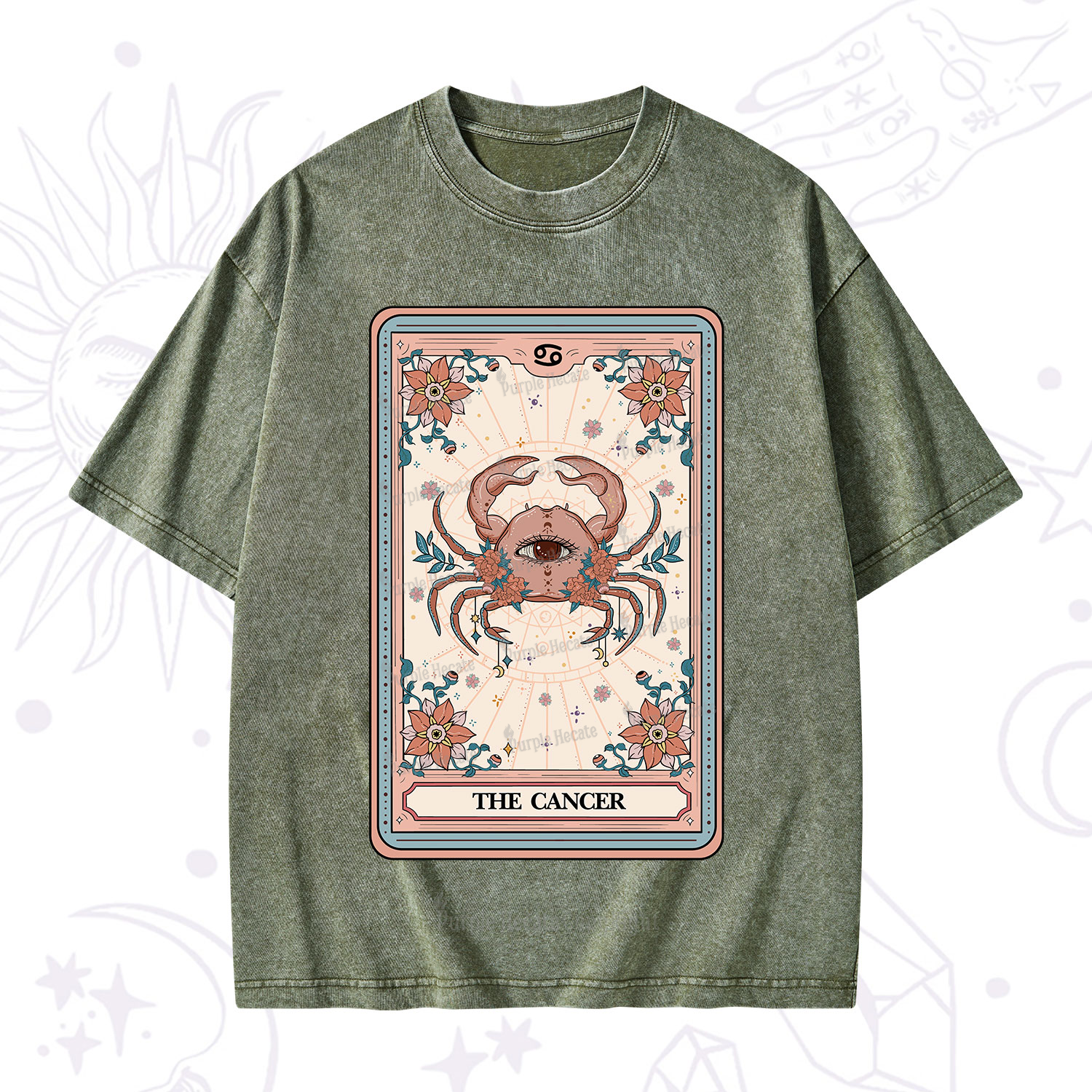 Purplehecate The Cancer Tarot Card Washed T-Shirt