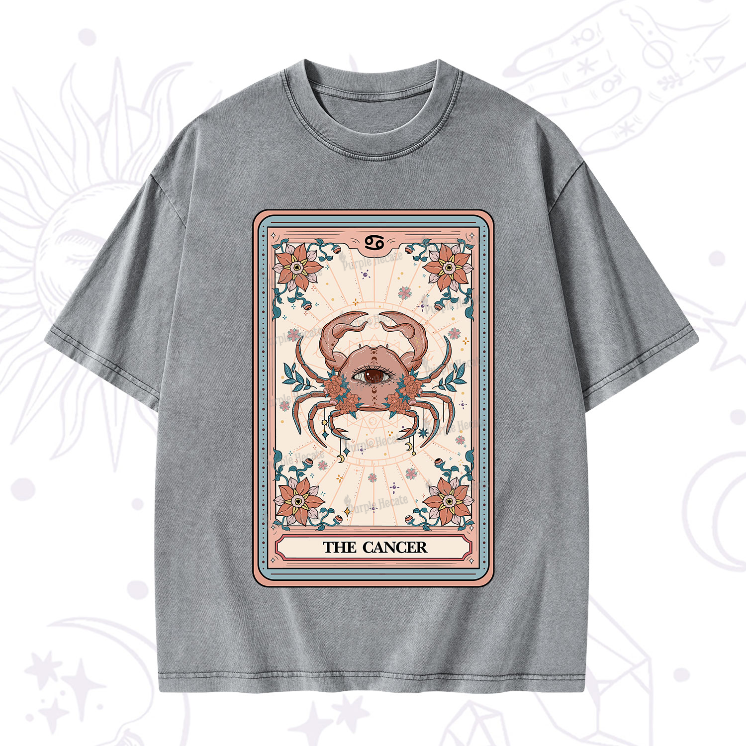Purplehecate The Cancer Tarot Card Washed T-Shirt