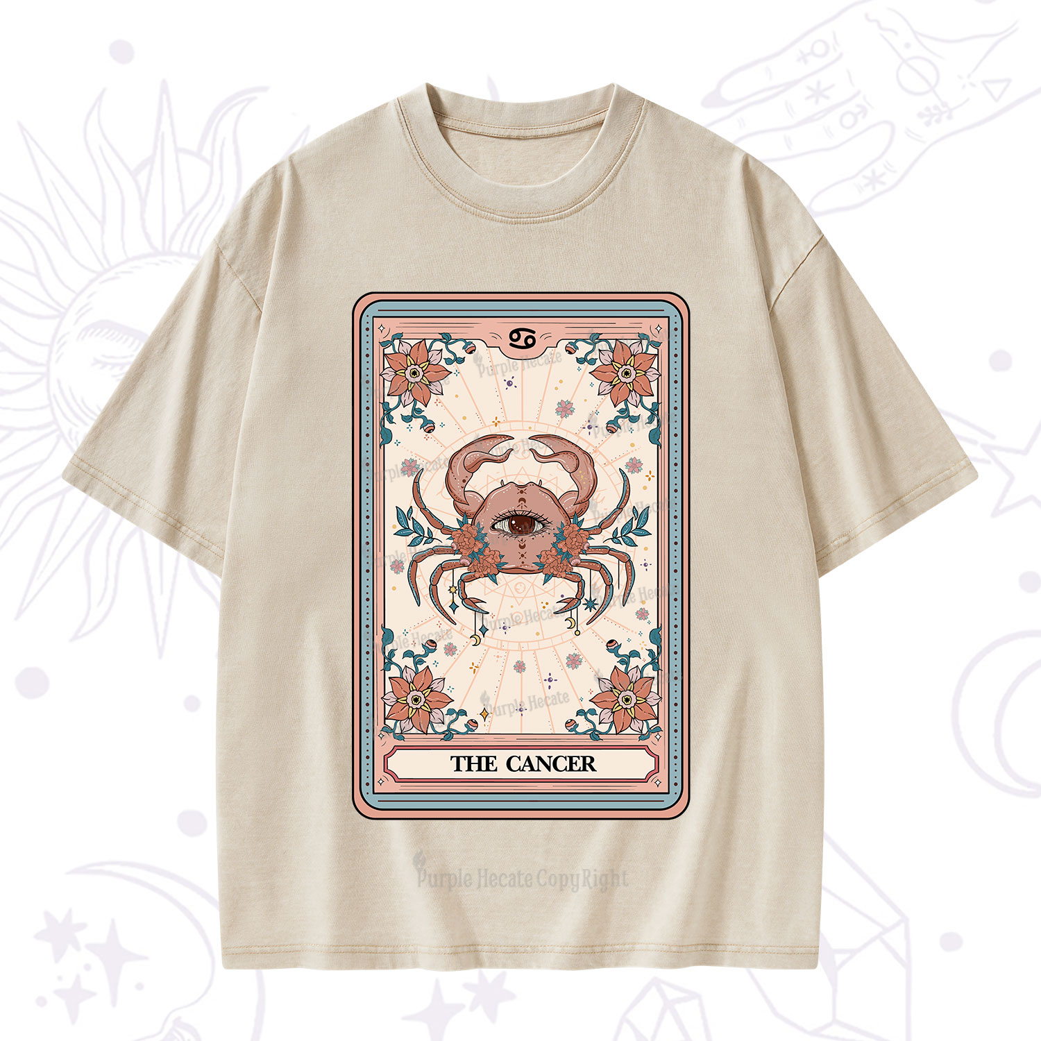 Purplehecate The Cancer Tarot Card Washed T-Shirt