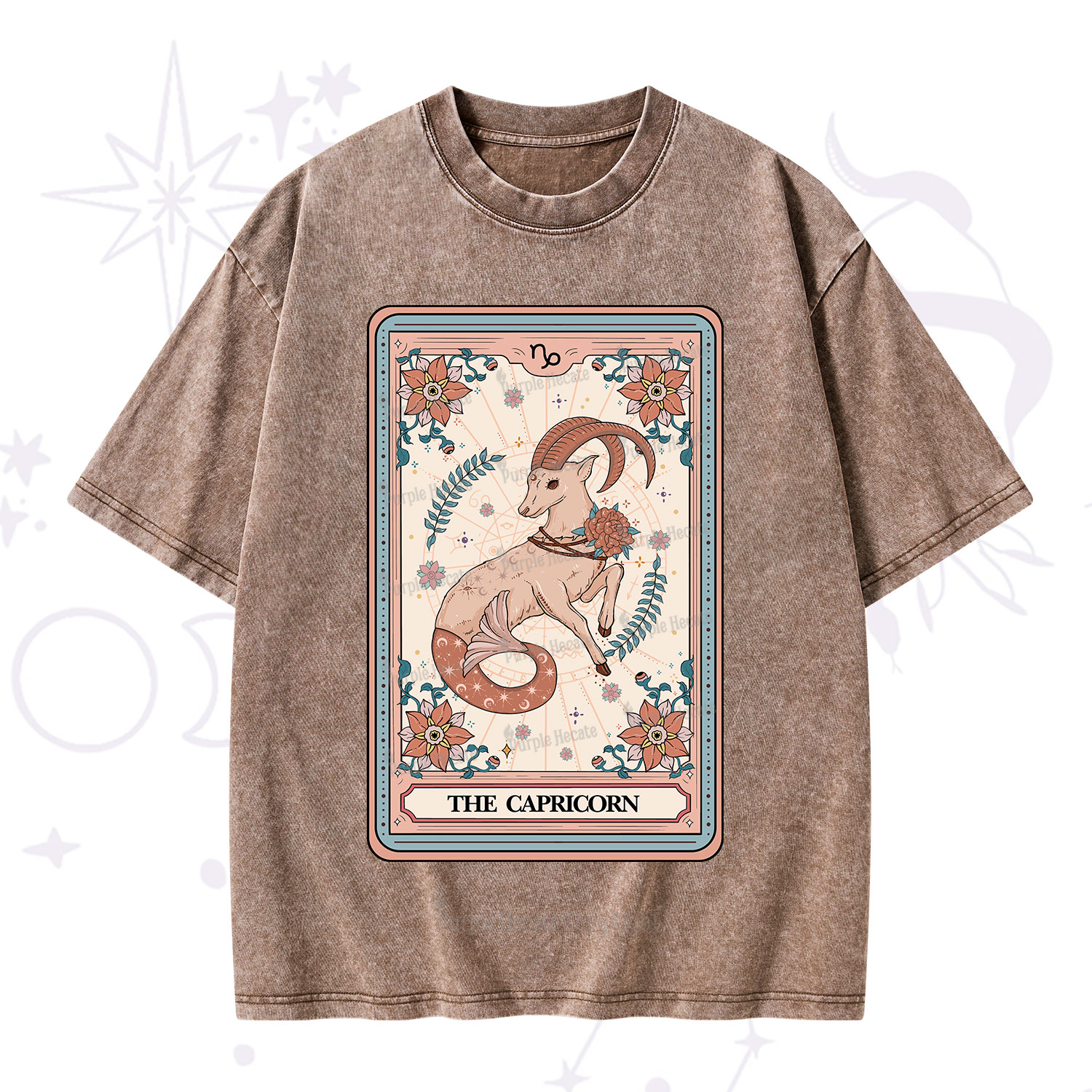 Purplehecate The Capricorn Tarot Card Washed T-Shirt