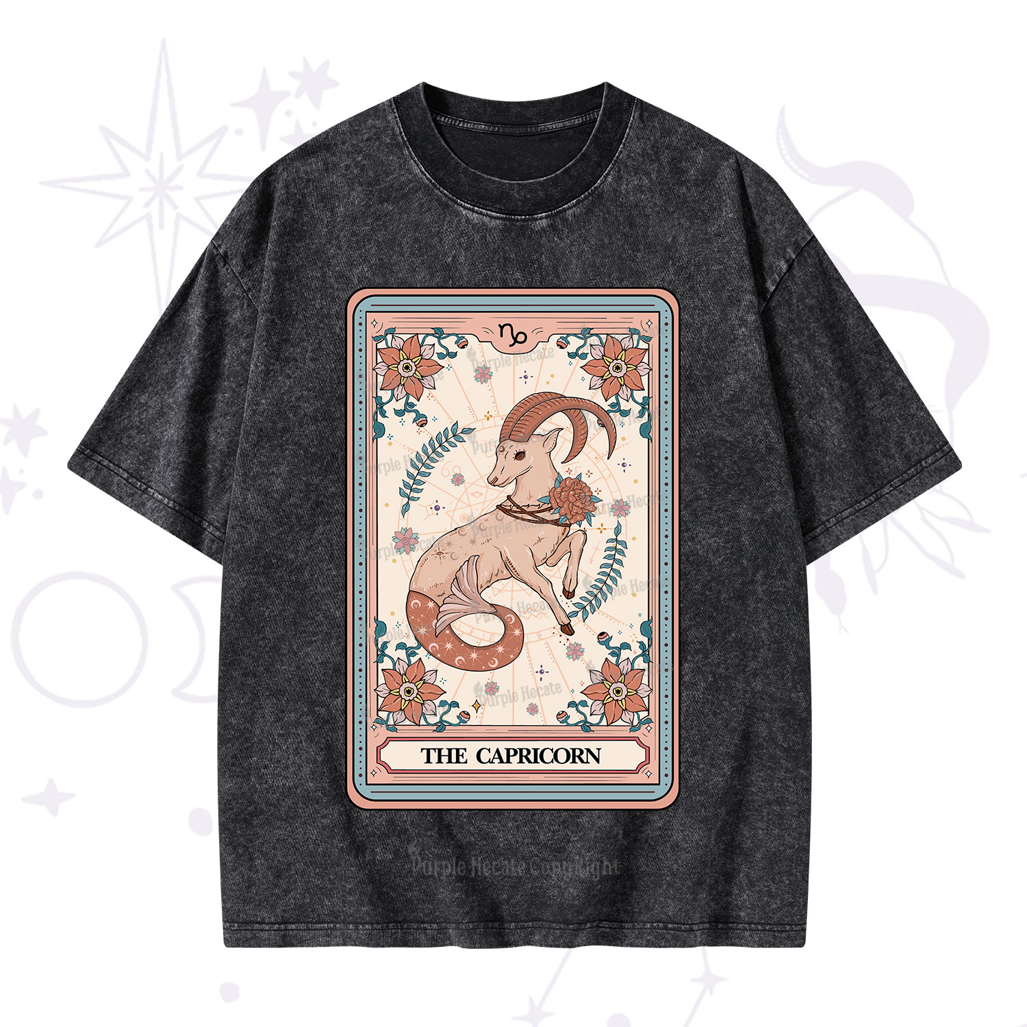 Purplehecate The Capricorn Tarot Card Washed T-Shirt