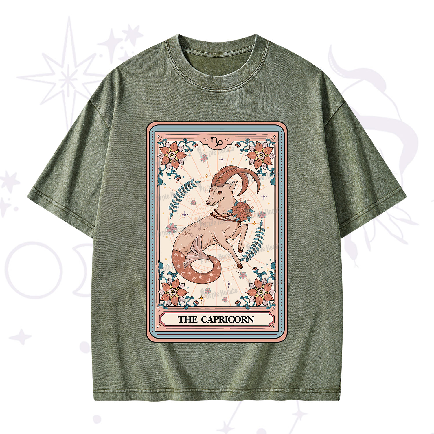 Purplehecate The Capricorn Tarot Card Washed T-Shirt