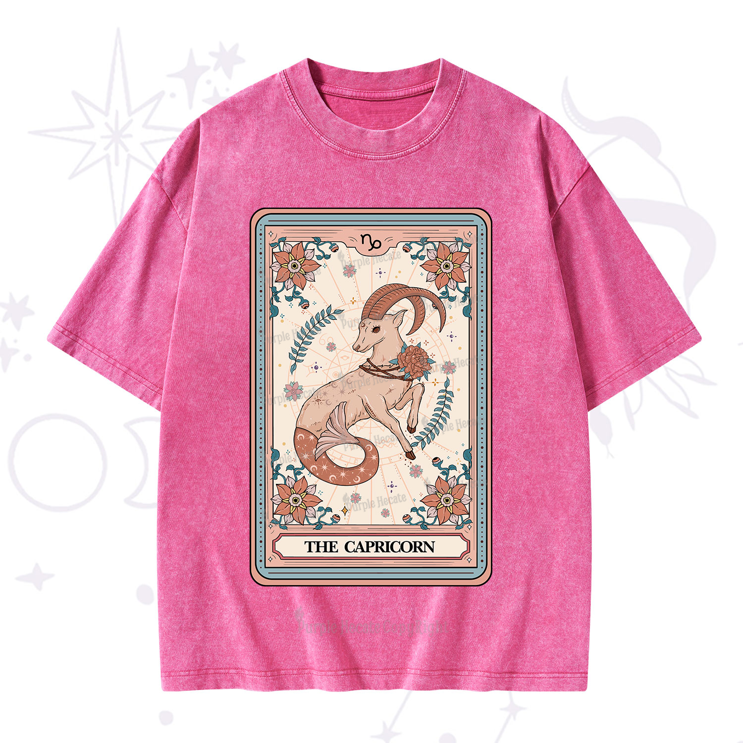Purplehecate The Capricorn Tarot Card Washed T-Shirt