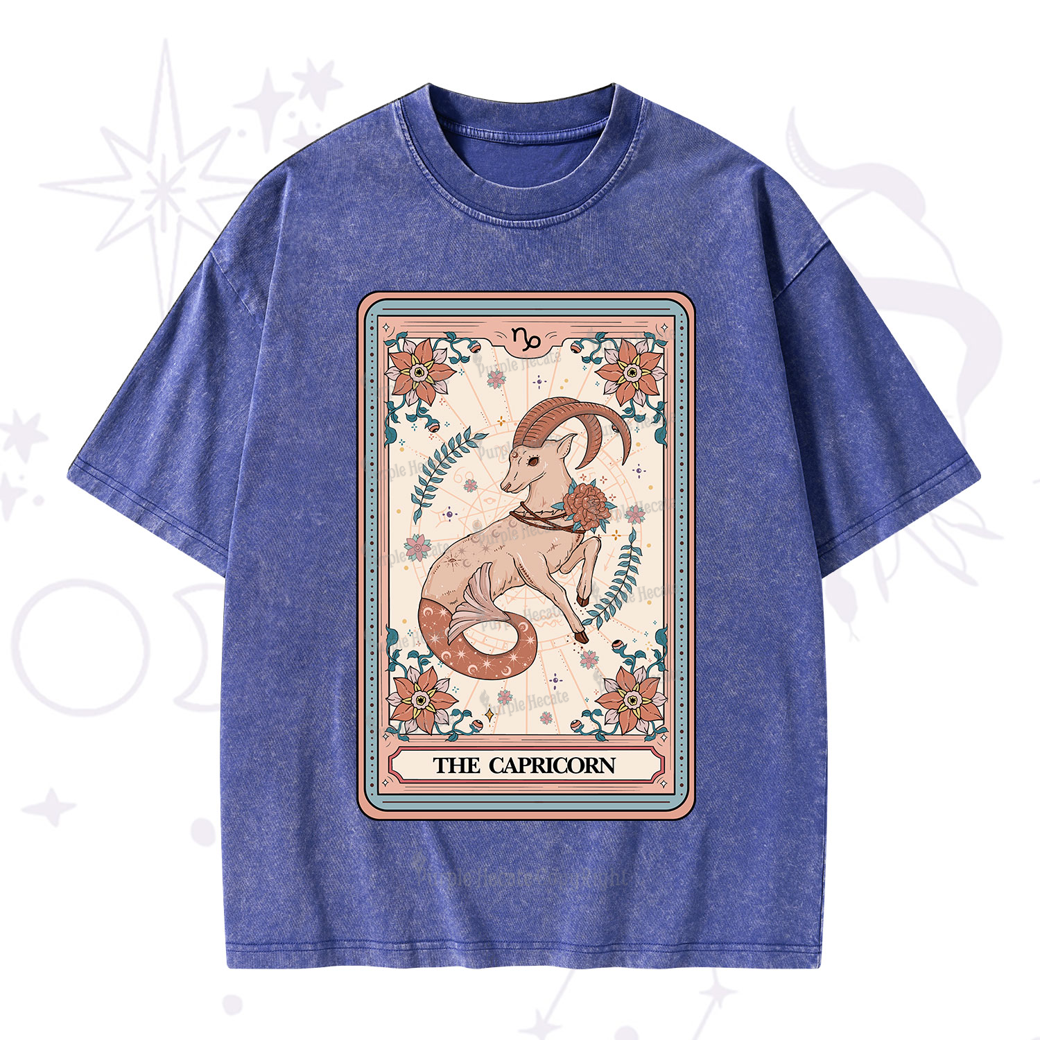 Purplehecate The Capricorn Tarot Card Washed T-Shirt
