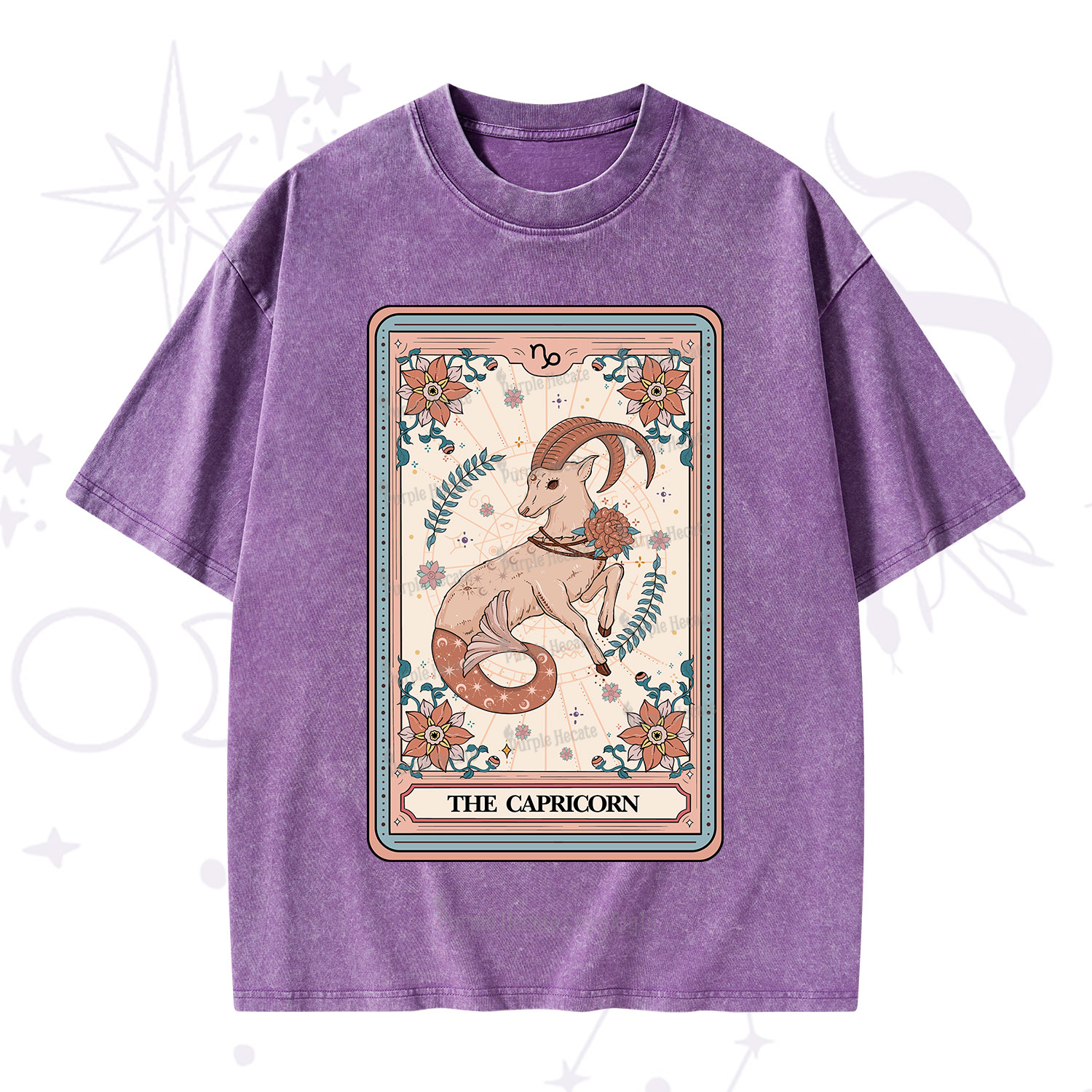 Purplehecate The Capricorn Tarot Card Washed T-Shirt