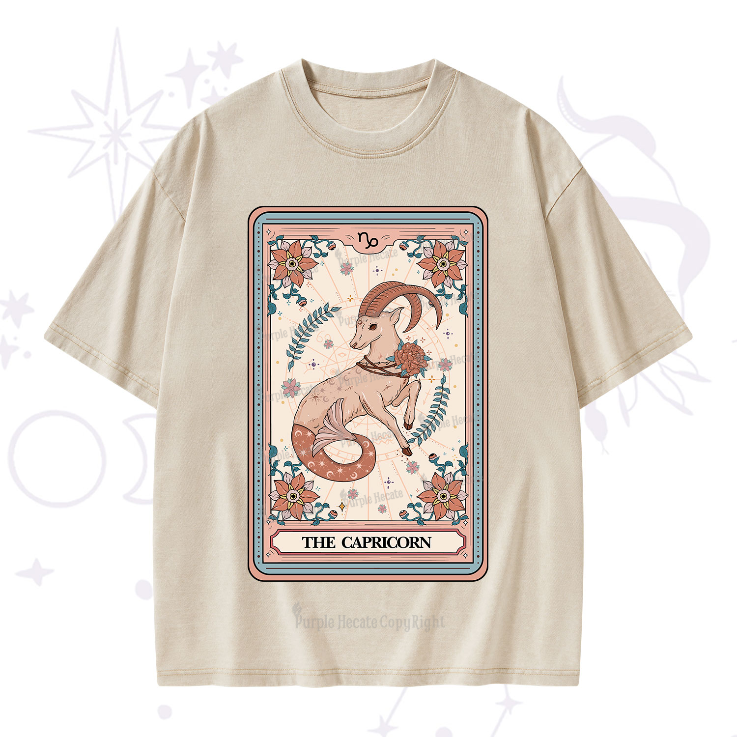Purplehecate The Capricorn Tarot Card Washed T-Shirt