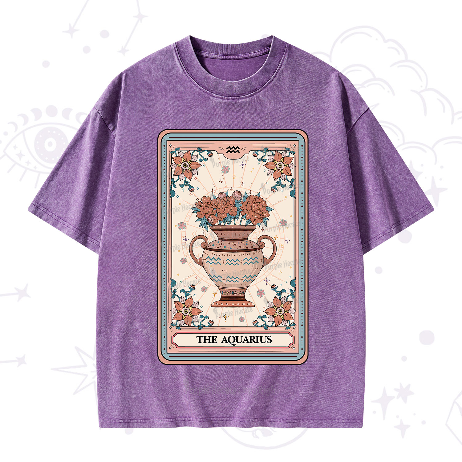 Purplehecate The Aquarius Tarot Card Washed T-Shirt