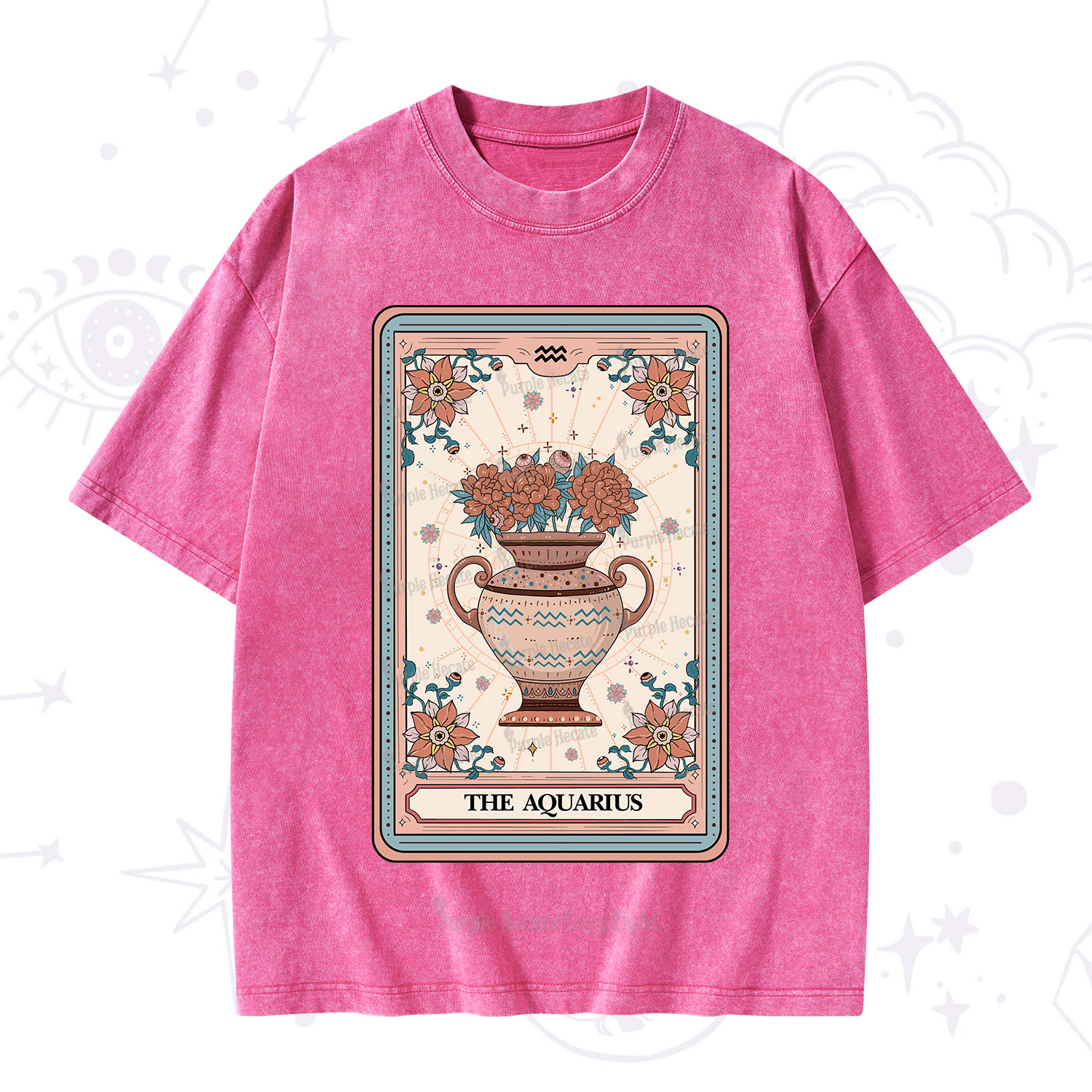 Purplehecate The Aquarius Tarot Card Washed T-Shirt