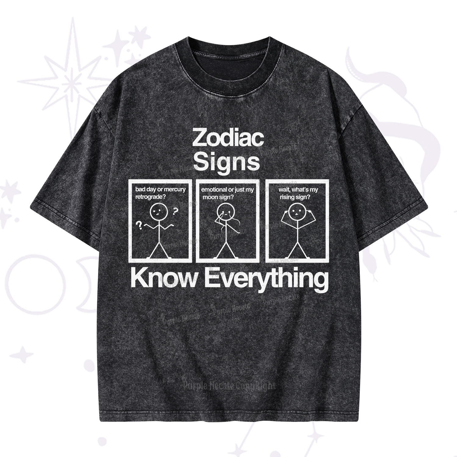 Purplehecate Zodiac Signs Know Everything Washed T-Shirt