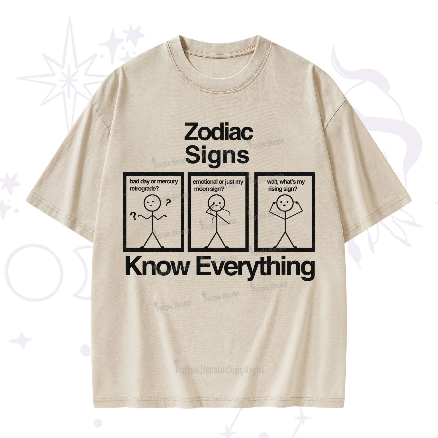 Purplehecate Zodiac Signs Know Everything Washed T-Shirt