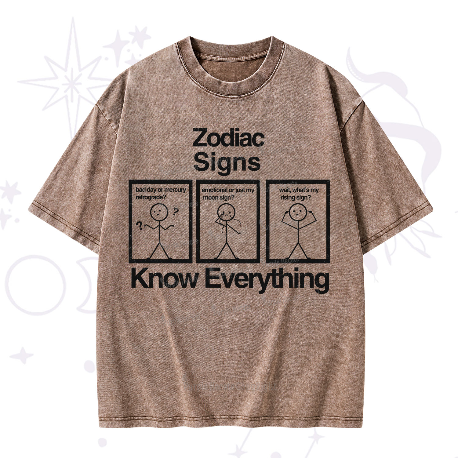 Purplehecate Zodiac Signs Know Everything Washed T-Shirt