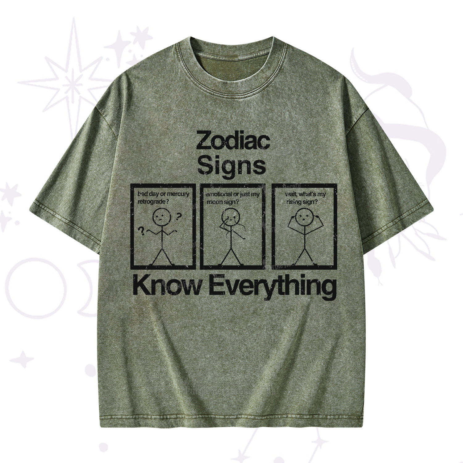 Purplehecate Zodiac Signs Know Everything Washed T-Shirt