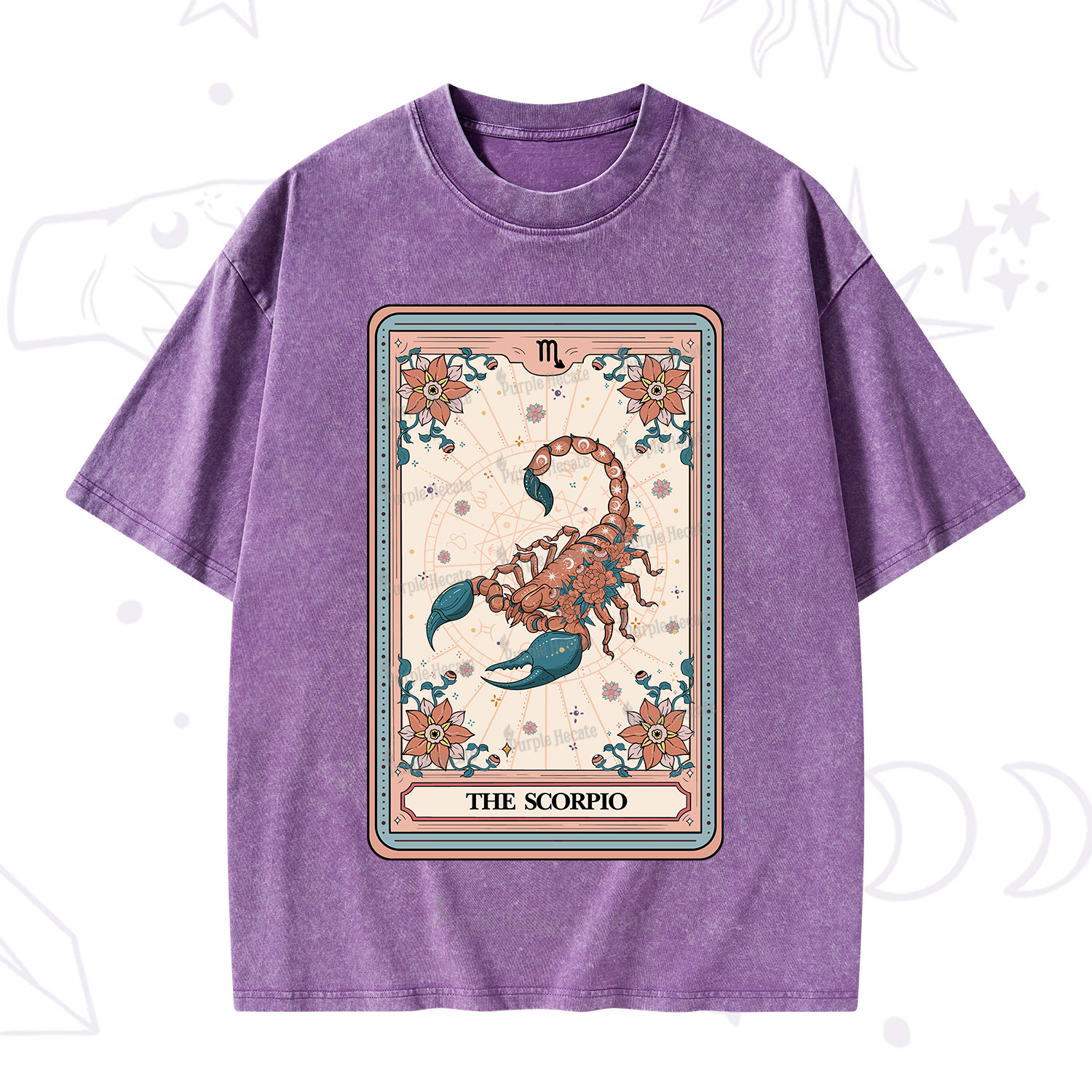 Purplehecate The Scorpio Tarot Card Washed T-Shirt
