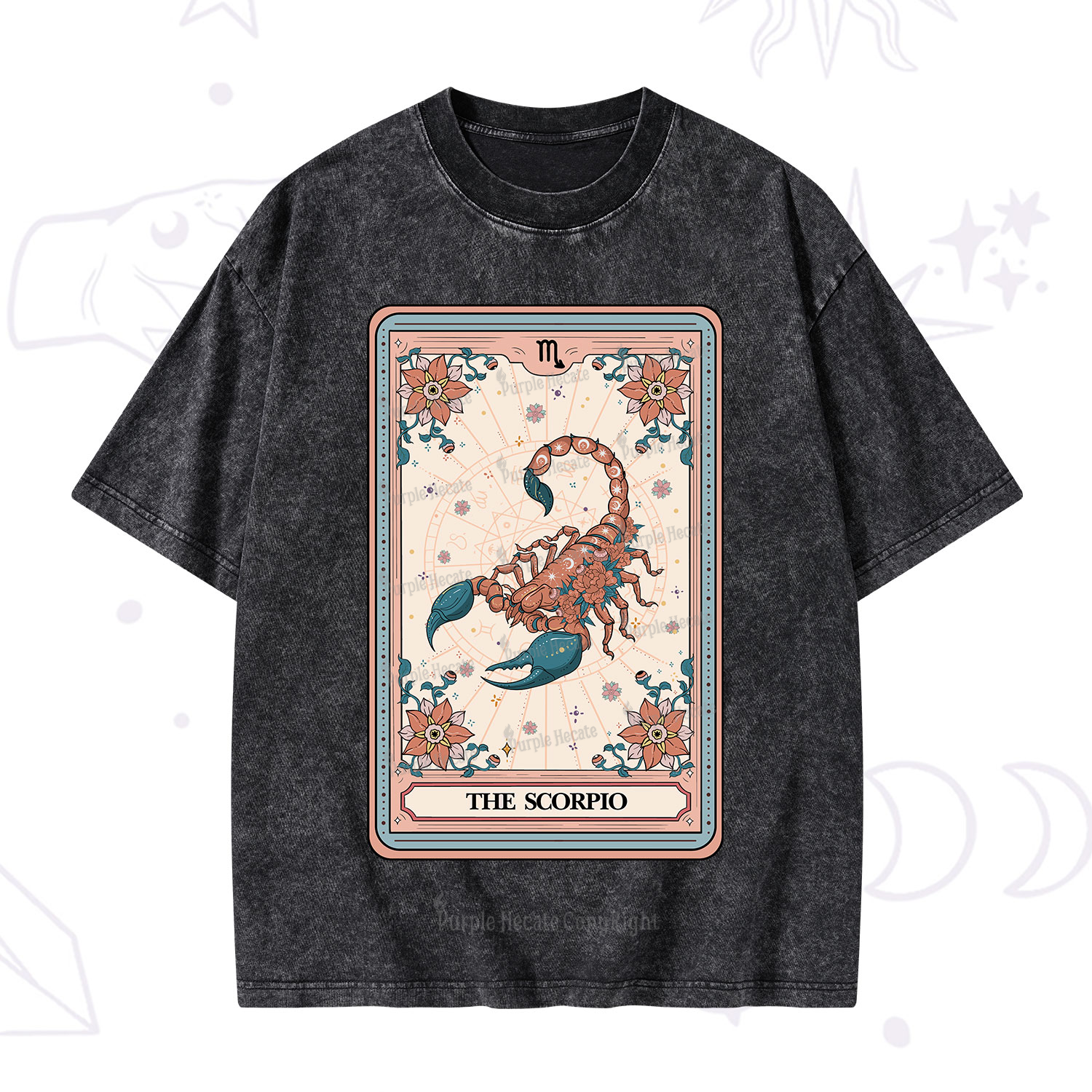 Purplehecate The Scorpio Tarot Card Washed T-Shirt