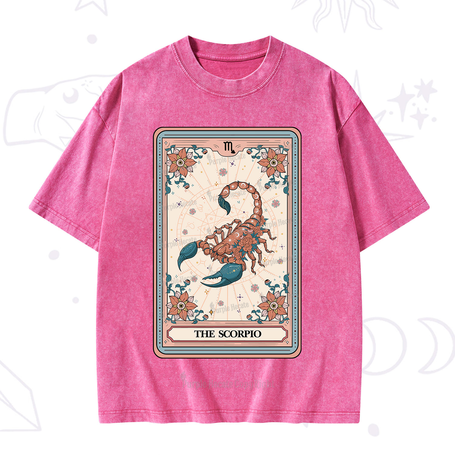Purplehecate The Scorpio Tarot Card Washed T-Shirt