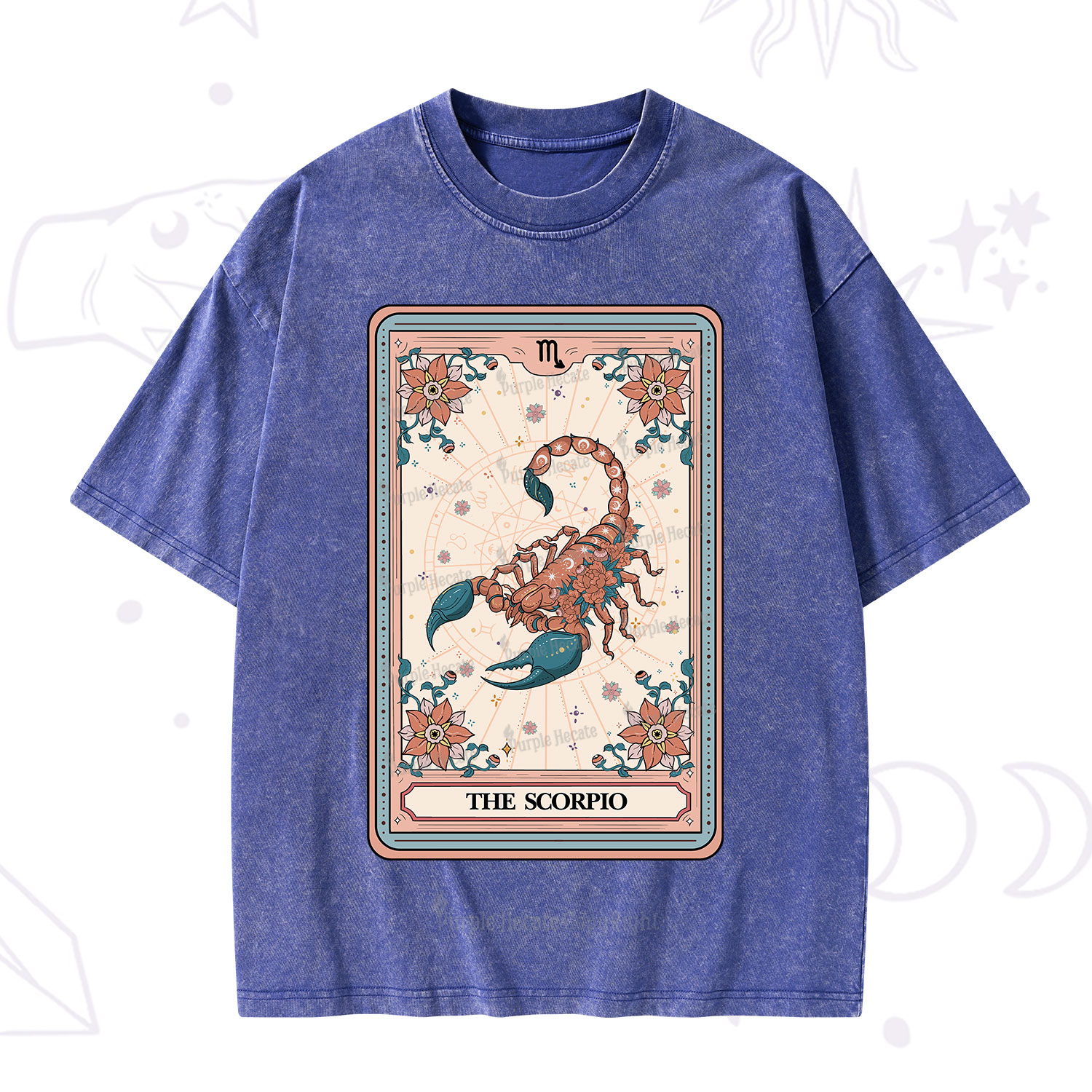 Purplehecate The Scorpio Tarot Card Washed T-Shirt