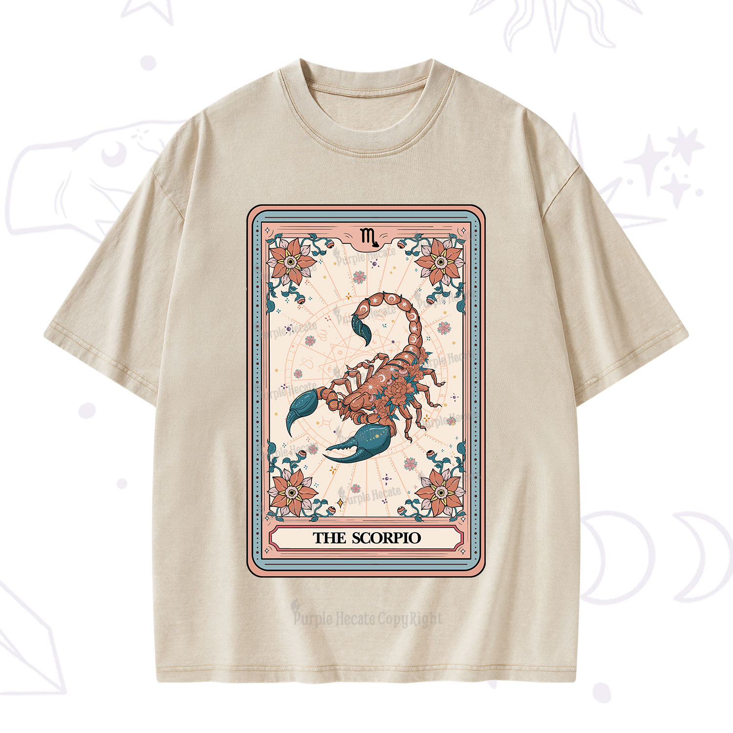 Purplehecate The Scorpio Tarot Card Washed T-Shirt