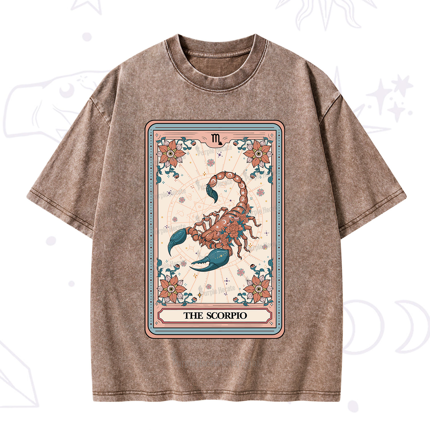 Purplehecate The Scorpio Tarot Card Washed T-Shirt
