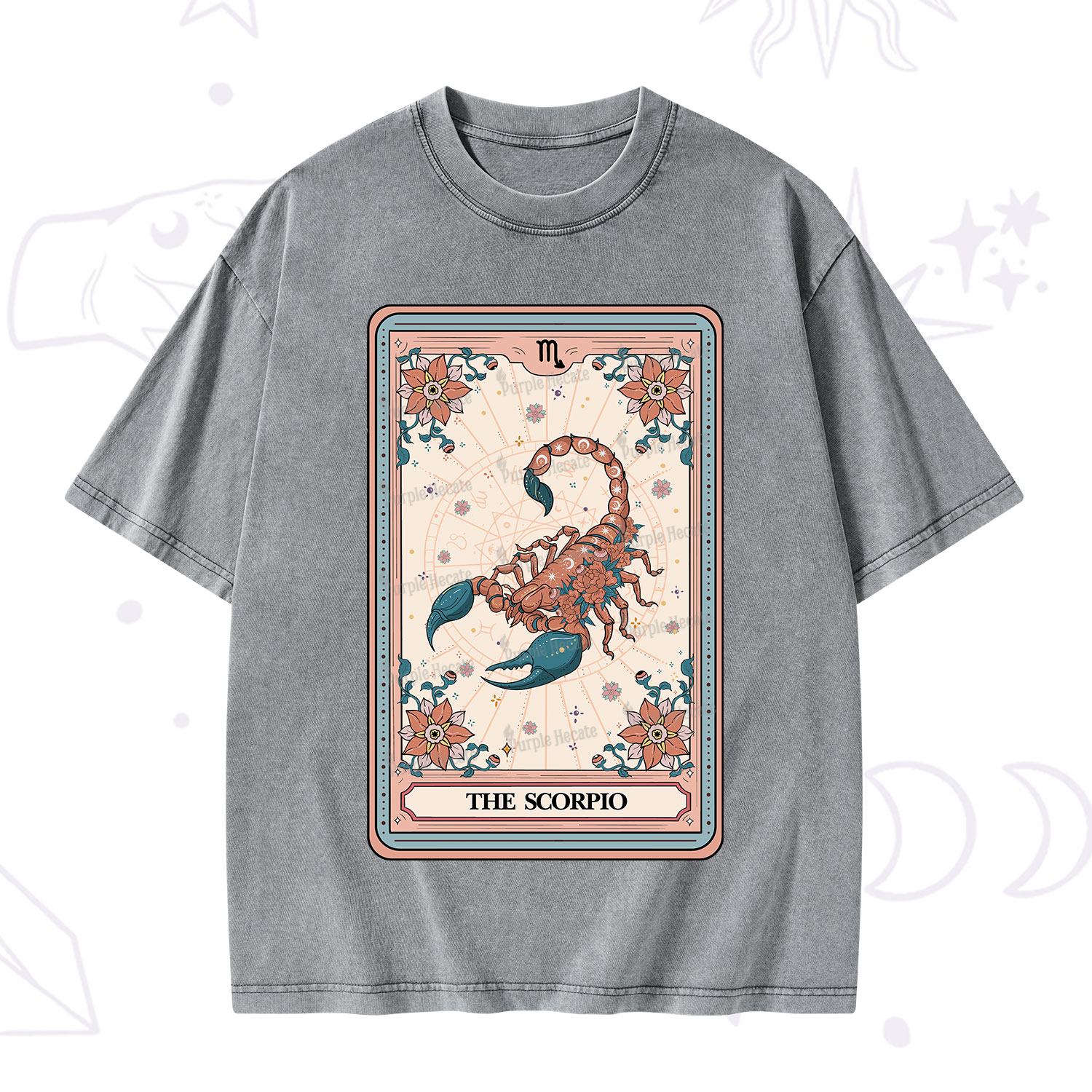 Purplehecate The Scorpio Tarot Card Washed T-Shirt