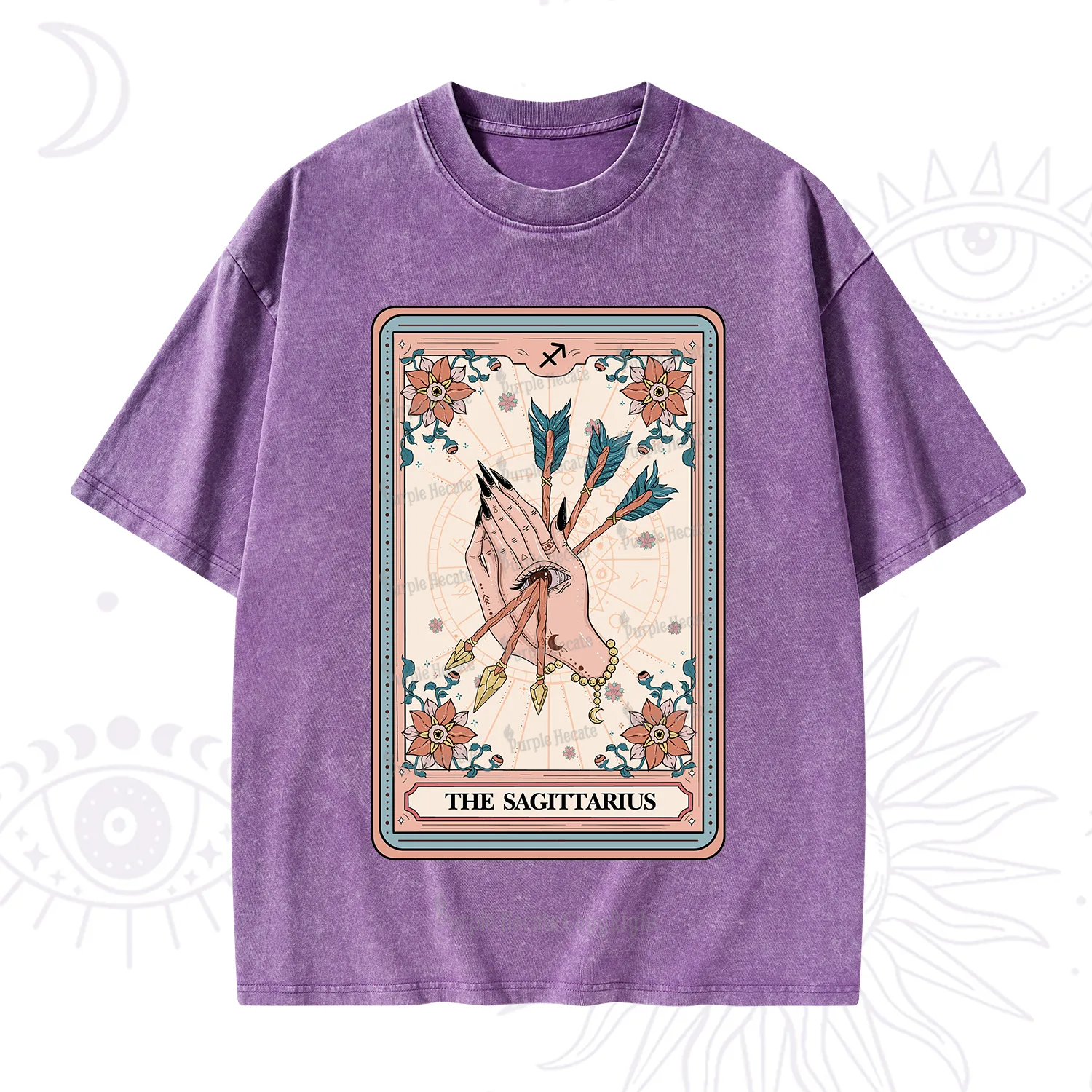 Purplehecate The Sagittarius Tarot Card Washed T-Shirt
