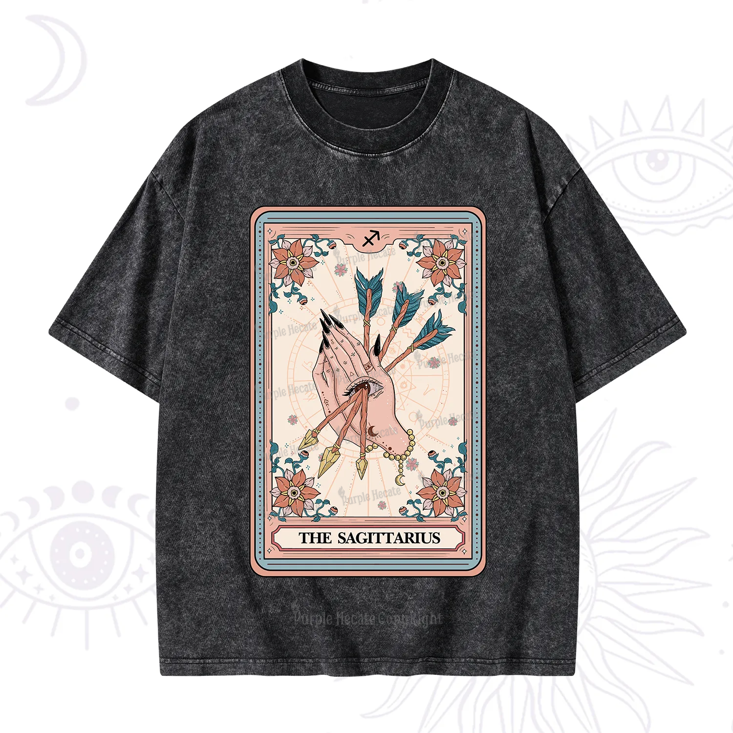 Purplehecate The Sagittarius Tarot Card Washed T-Shirt